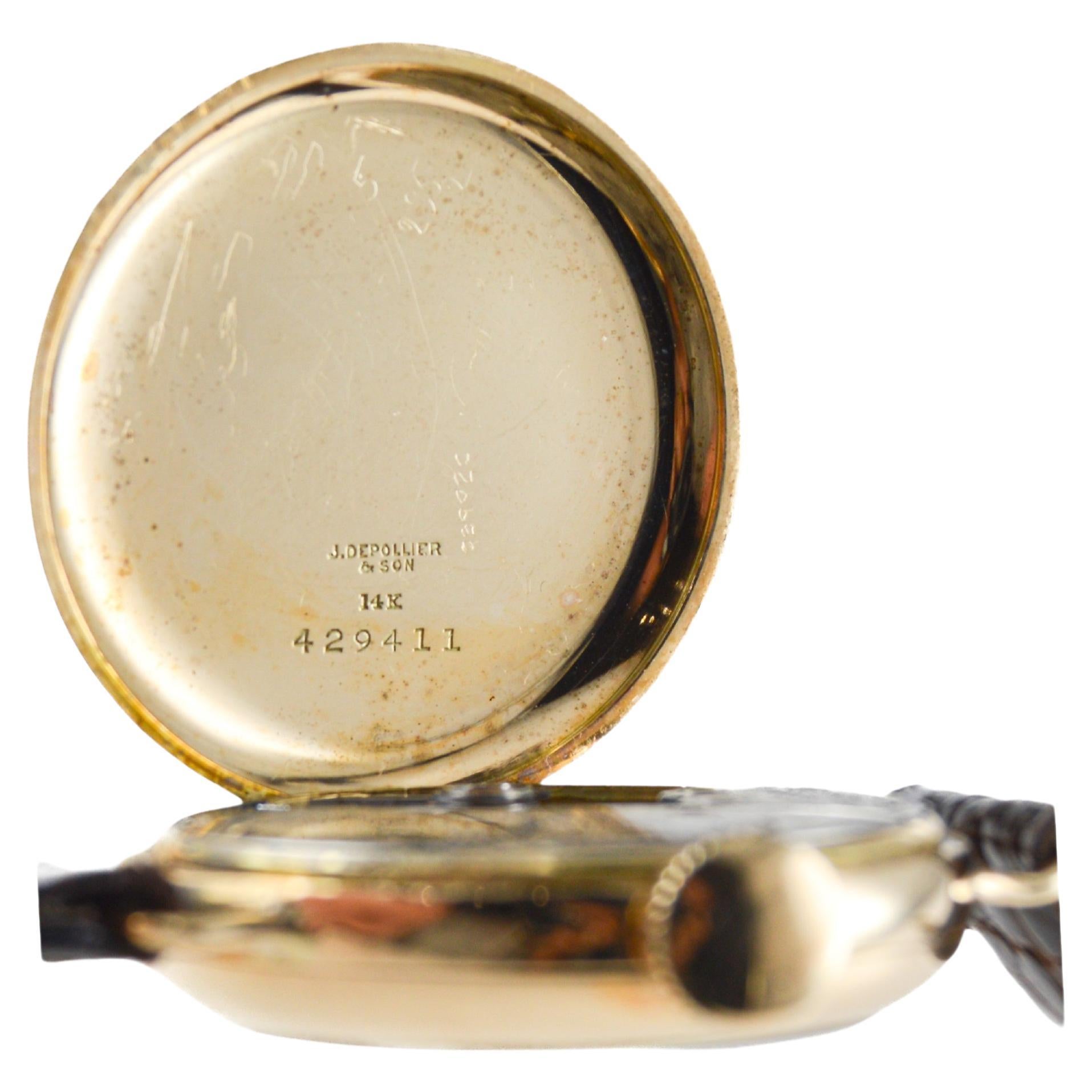Waltham 14Kt. Montre en or de style Campaigner de 1915 avec cadran émaillé d'origine 1929 en vente 6