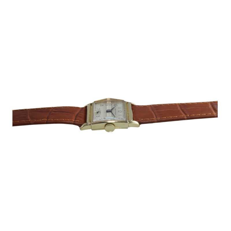 Waltham 14 Karat Gold Filled Art Deco Watch with Original Gabled Crystal 1