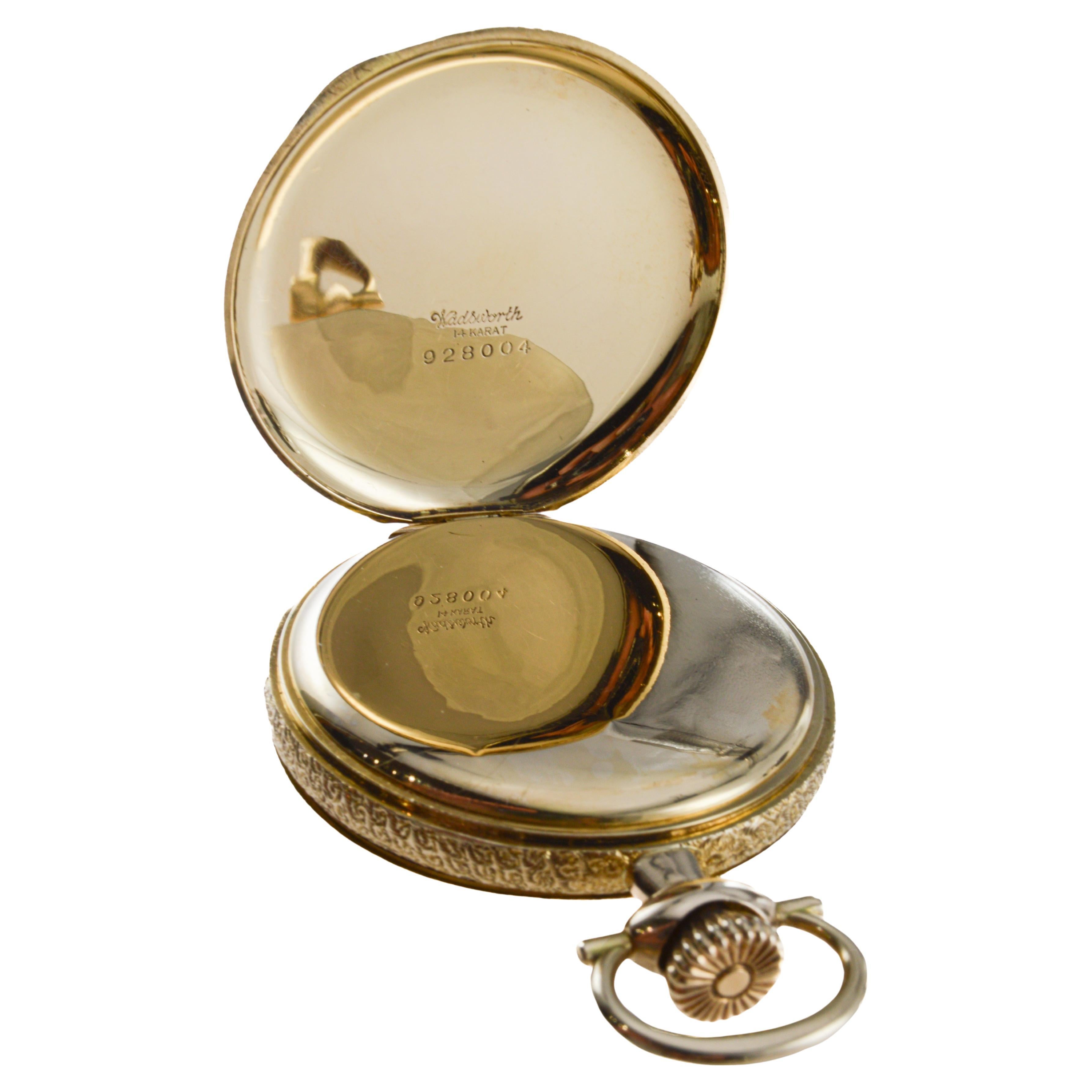 Orologio da tasca Waltham 14Kt Multi Colored 16 Size Hunters Case del 1907 in vendita 6