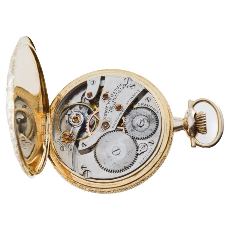 Montre De Poche Waltham Crescent St. 16S - 21 Rubis, Boîtier Hunting Case, Année 1907 - Rare Et En Excellent état