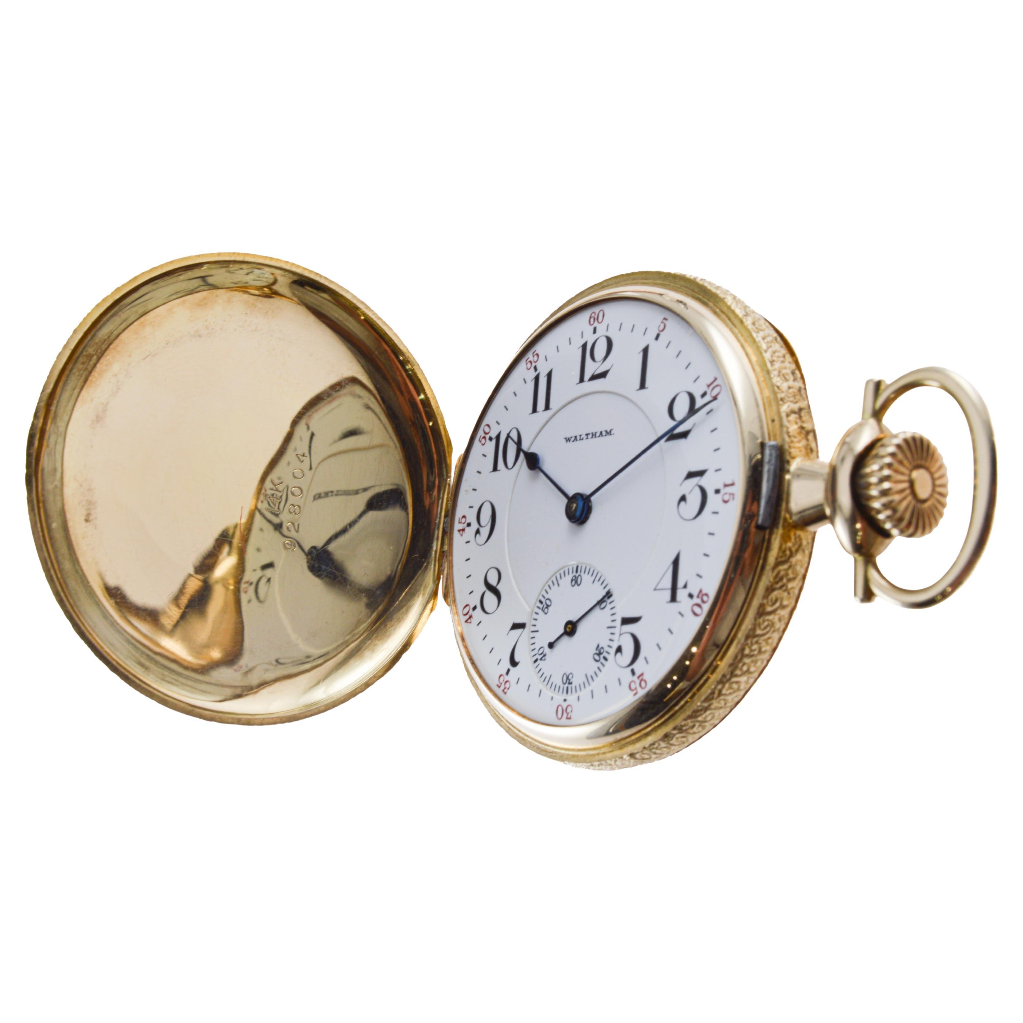da uomo o donna Orologio da tasca Waltham 14Kt Multi Colored 16 Size Hunters Case del 1907 in vendita