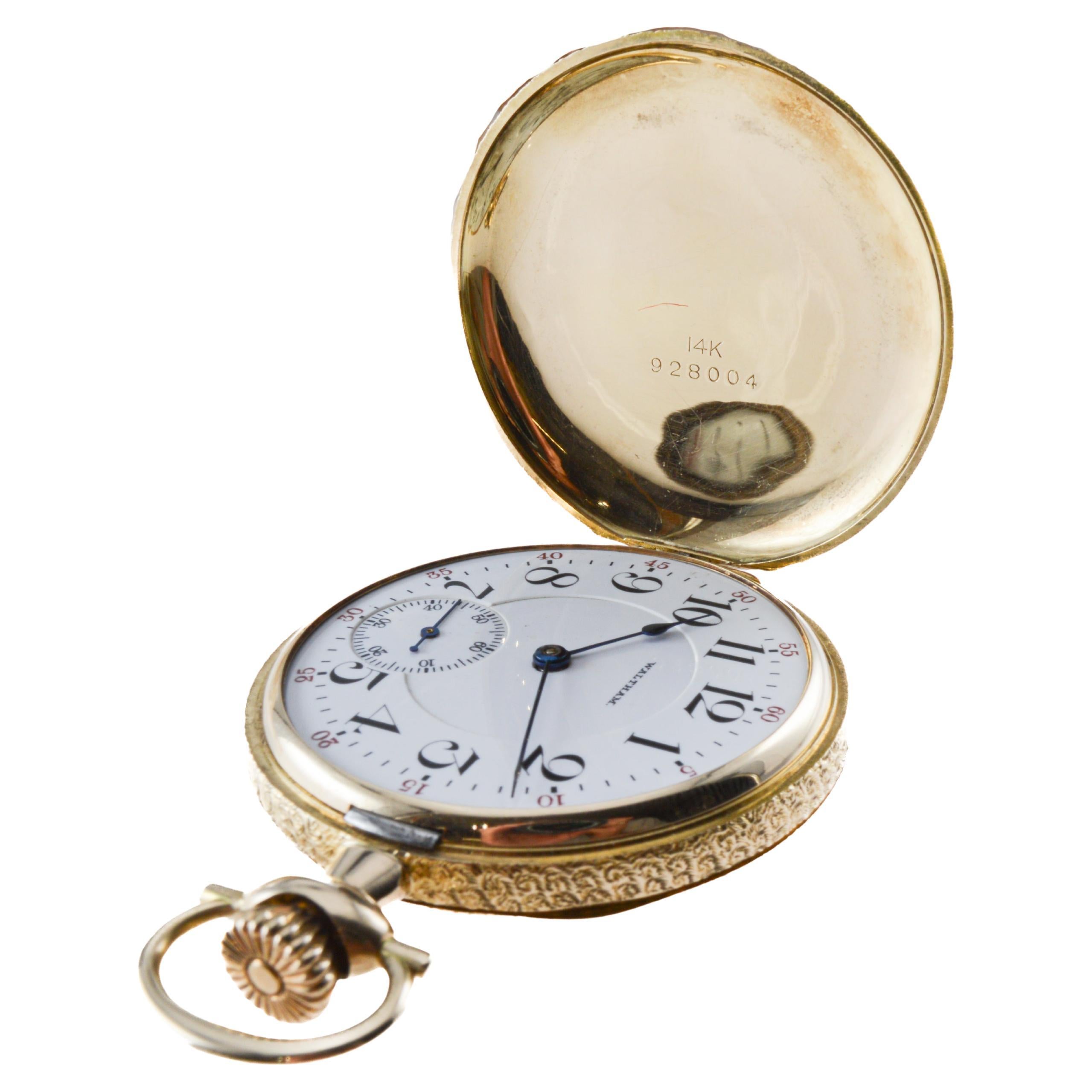 Orologio da tasca Waltham 14Kt Multi Colored 16 Size Hunters Case del 1907 in vendita 1