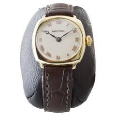 Waltham 14Kt Solid Gold Art Deco Cushion Shape Watch from 1911 Applied Numerals