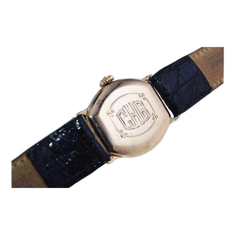 Waltham 14kt. Solid Gold Art Deco Tortue Shaped Early American Watch from 1912 For Sale 3