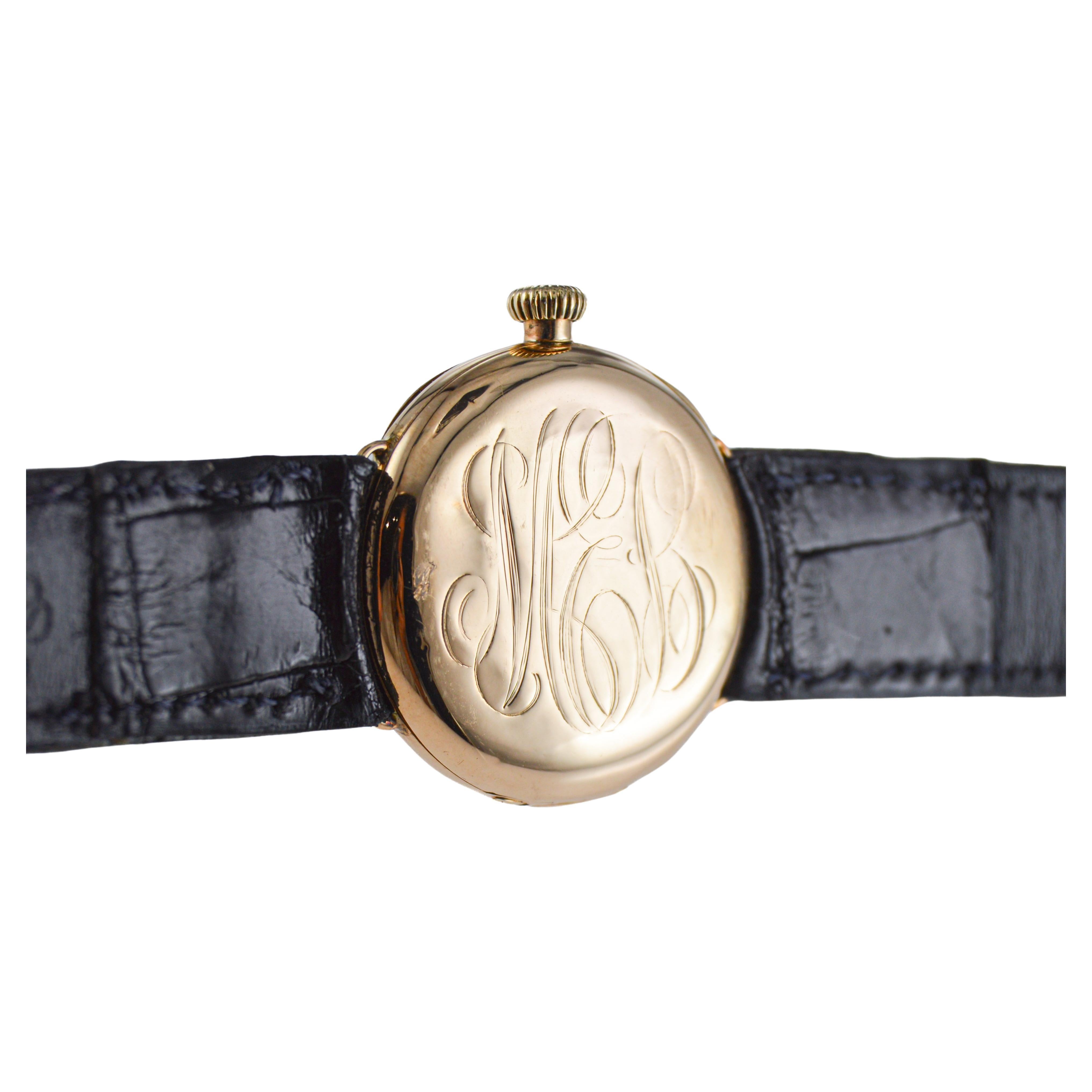 Waltham 14Kt. Solid Gold Art Deco Watch with Original Dial from 1910  For Sale 3