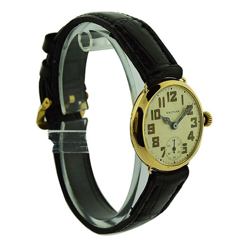 Women's or Men's Waltham 14Kt. Solid Gold Art Deco Watch with Original Dial Nearly 110 Years Old