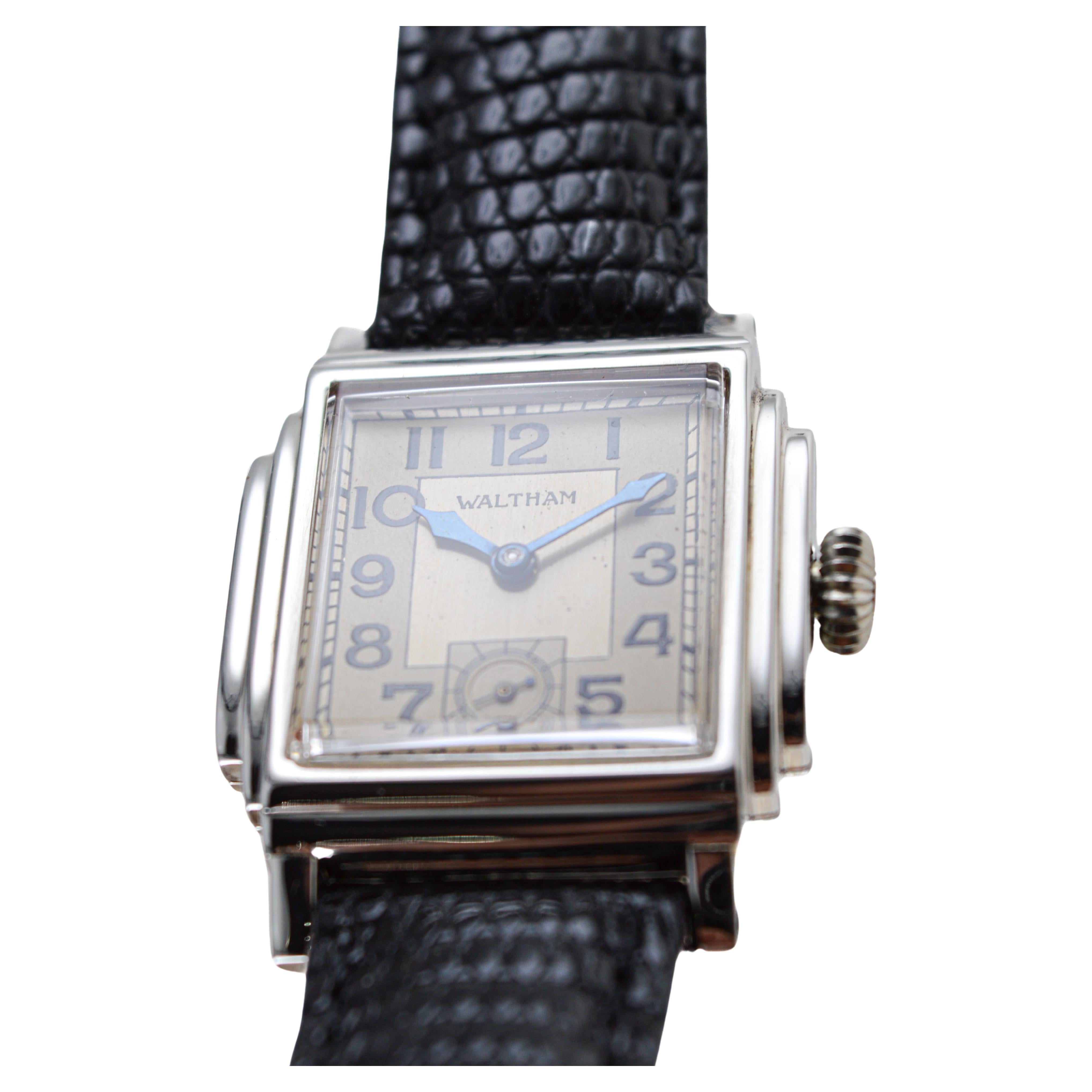 Waltham 14Kt Solid White Gold Art Deco Watch circa, 1934 with an Original Dial  5