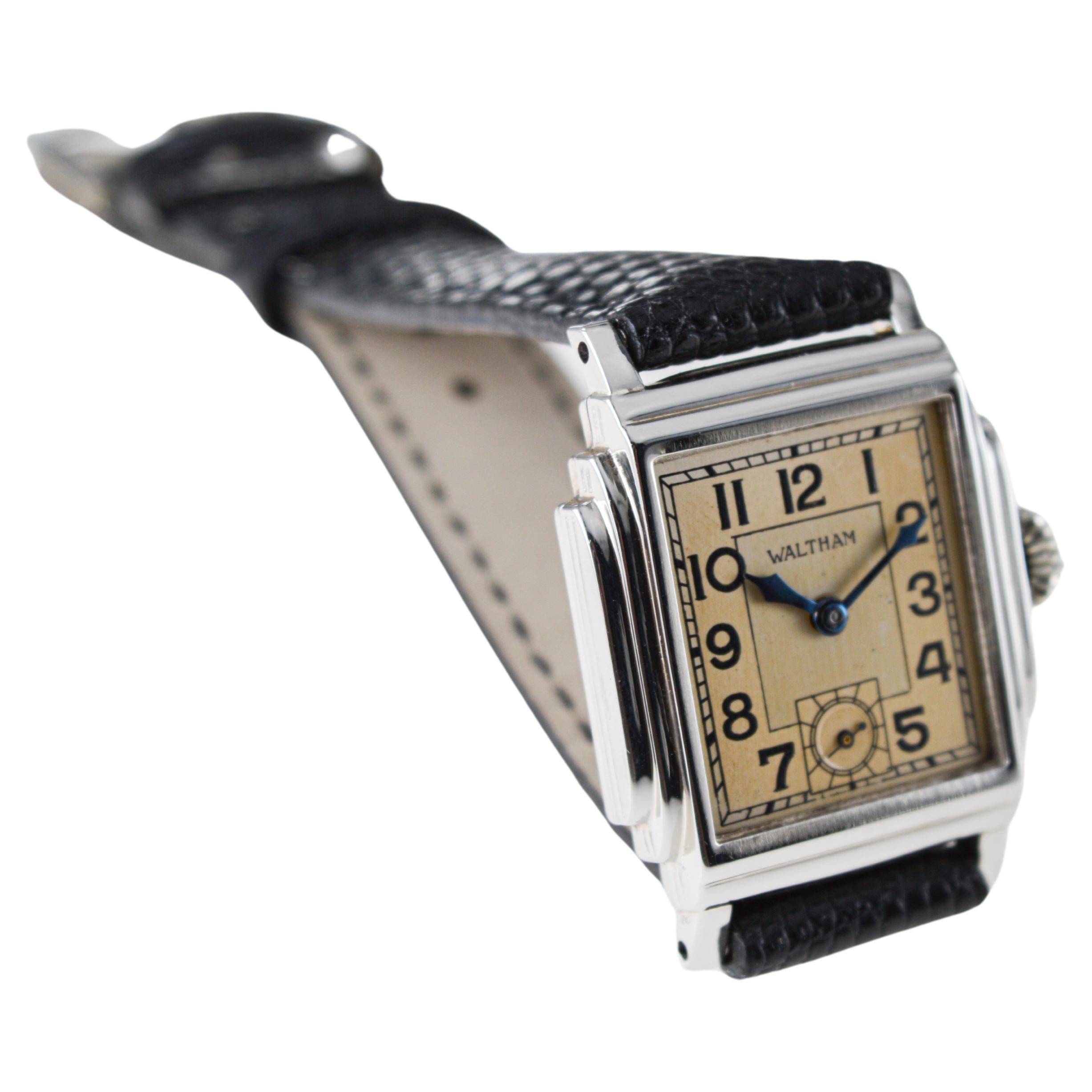 Waltham 14Kt Solid White Gold Art Deco Watch circa, 1934 with an Original Dial  6
