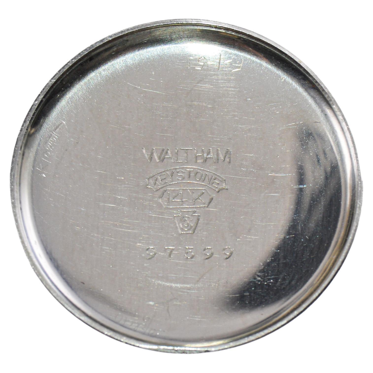 Waltham 14kt White Gold Art Deco Tonneau Shape with Original Silvered Dial 1926 For Sale 8