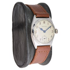 Waltham 14kt White Gold Art Deco Tonneau Shape with Original Silvered Dial 1926