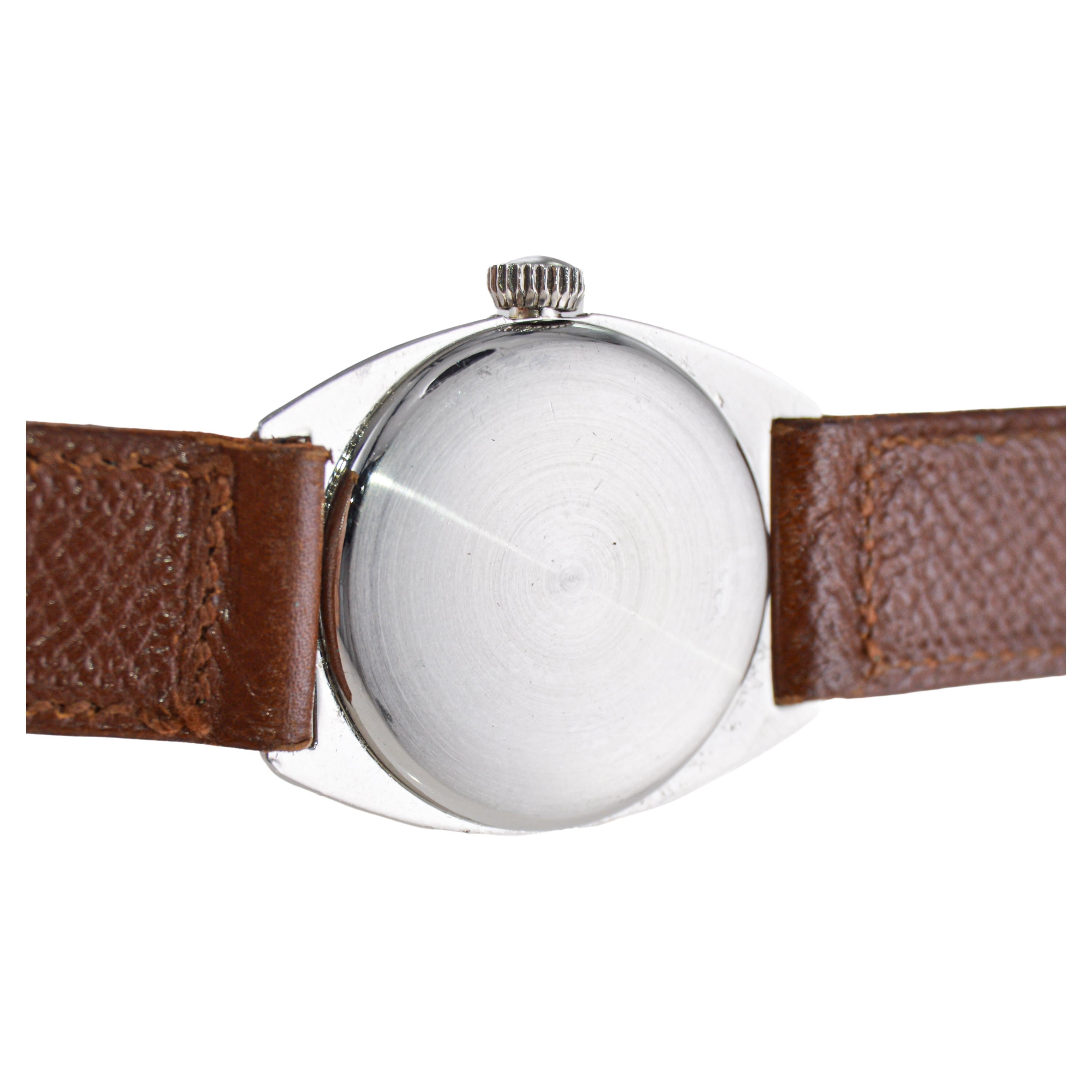 Waltham 14kt White Gold Art Deco Tonneau Shape with Original Silvered Dial 1926 For Sale 4