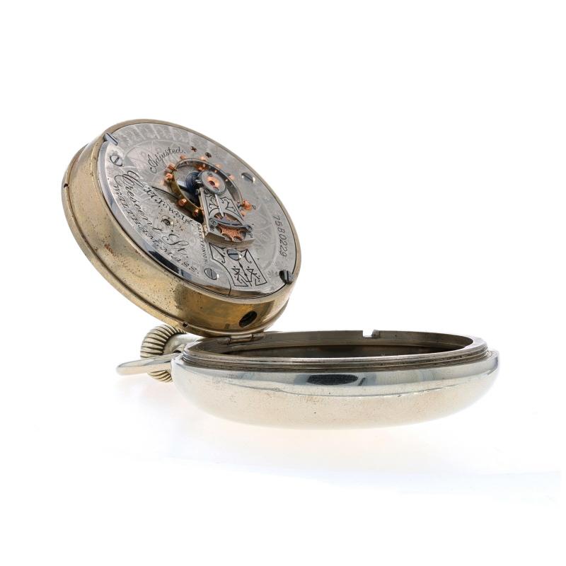 Women's or Men's Waltham 1883 Open Face Pocket Watch - Silver Toned Grade Crescent St. Size 18s For Sale