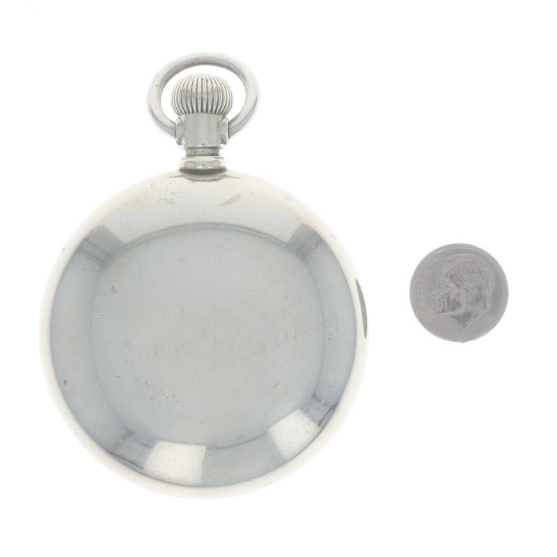 Waltham 1883 Open Face Pocket Watch - Silver Toned Grade Crescent St. Size 18s For Sale 1