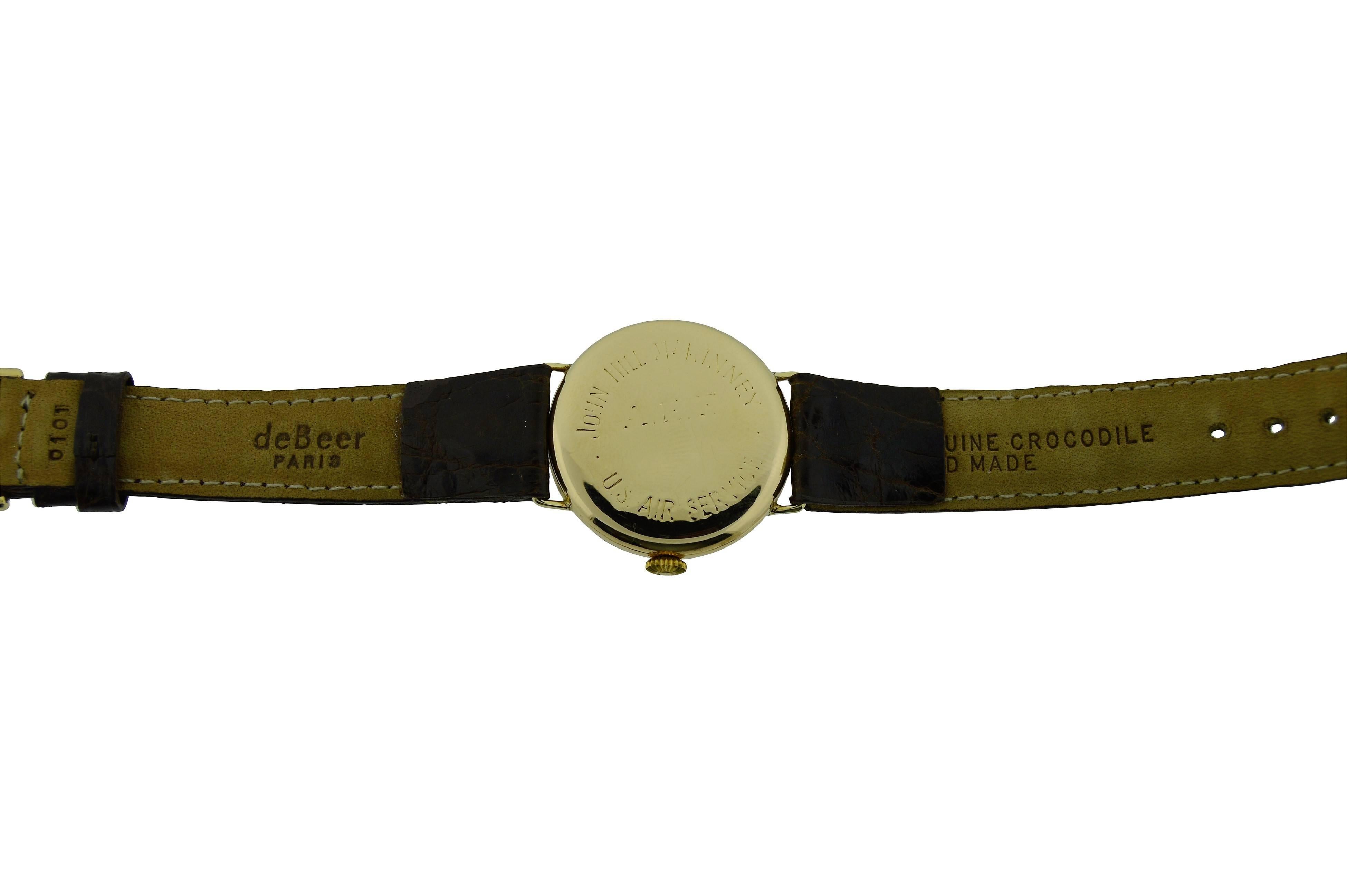 Art Deco Waltham Yellow Gold Engraved US Air Service Half Hunter Manual Watch, ca. 1903