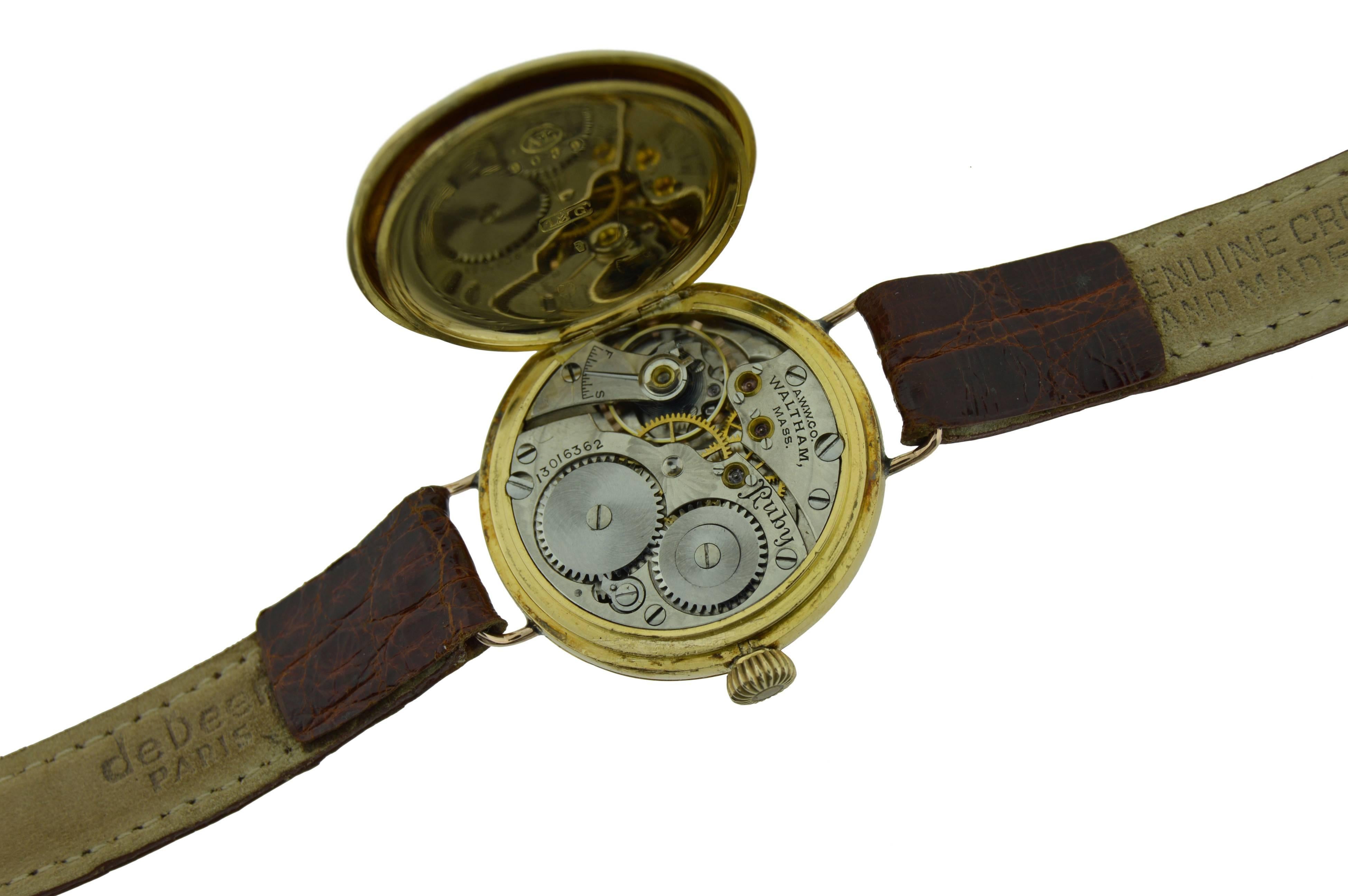 Women's or Men's Waltham Yellow Gold Engraved US Air Service Half Hunter Manual Watch, ca. 1903