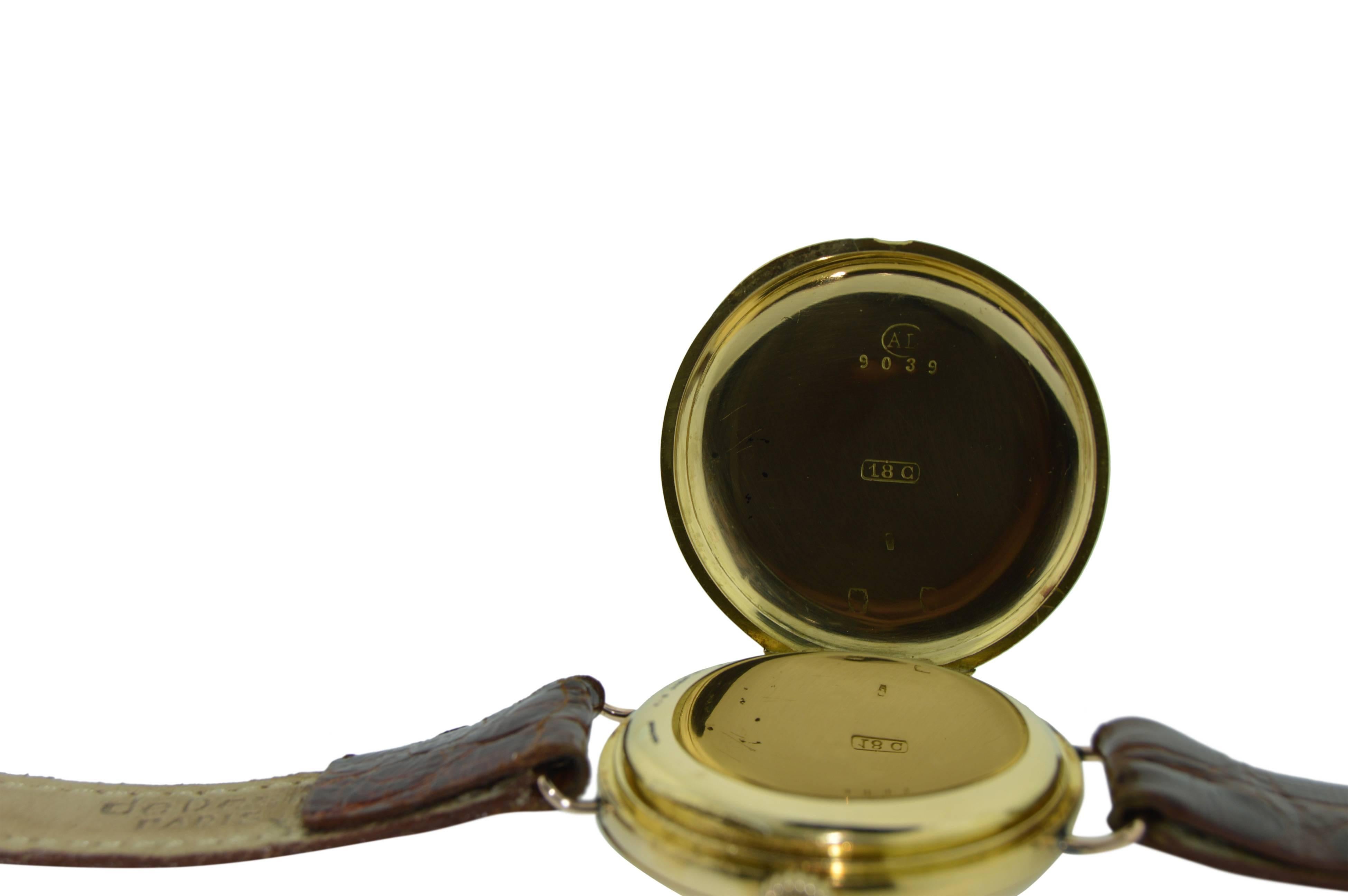 Waltham Yellow Gold Engraved US Air Service Half Hunter Manual Watch, ca. 1903 1