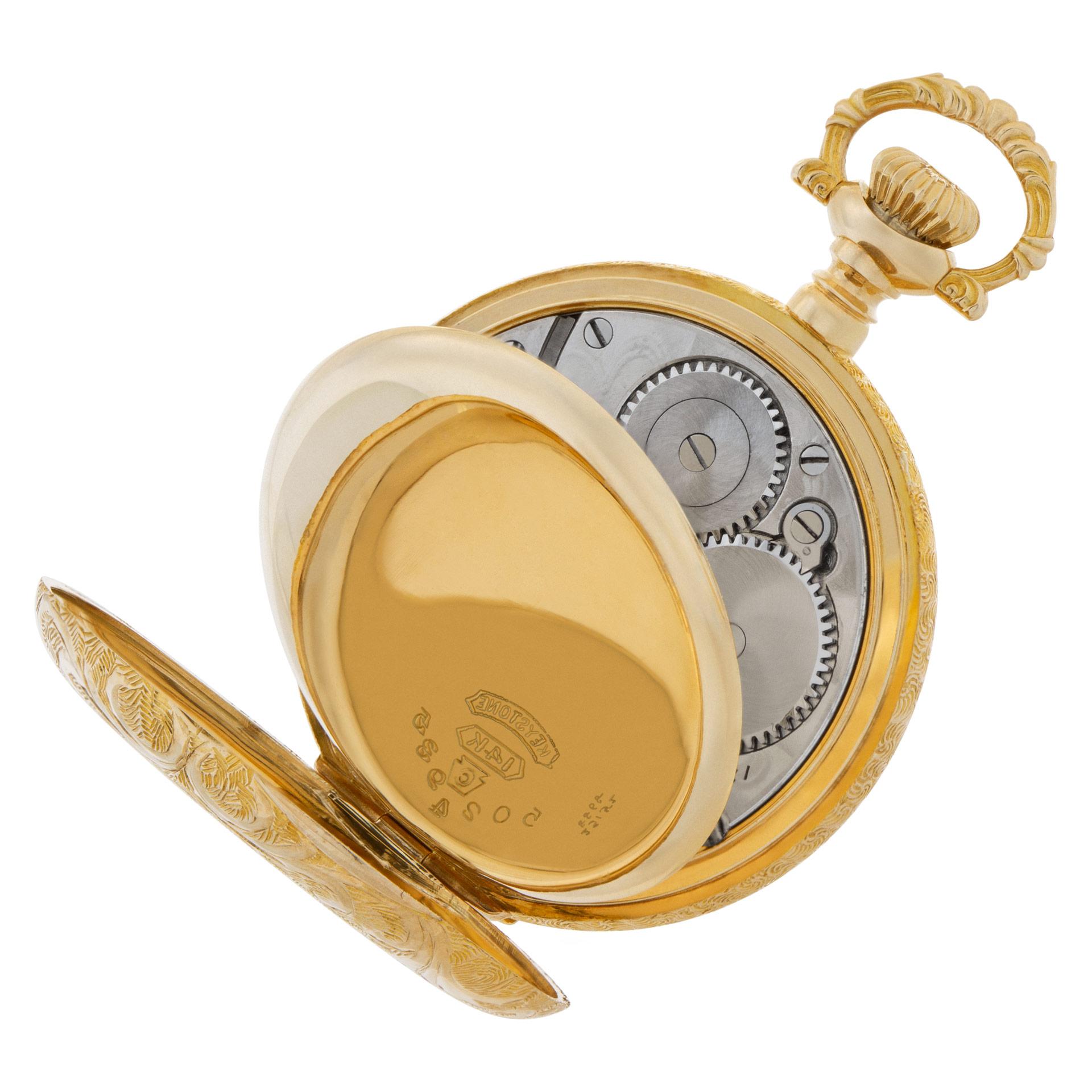 Waltham 5024935 Montre de poche en or jaune 14 carats avec cadran blanc en vente 1