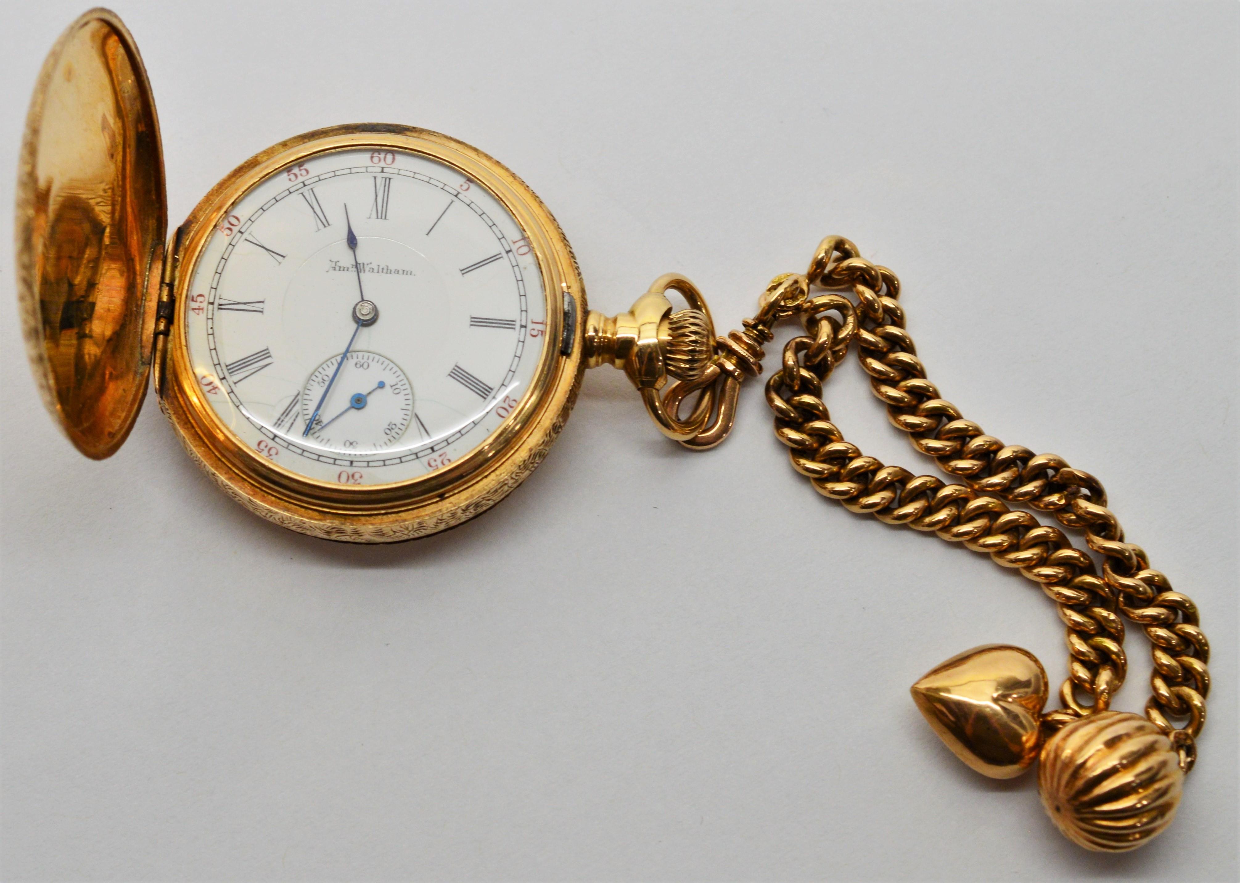 Waltham American Riverside Pocket Watch with Fob and Charms For Sale 6