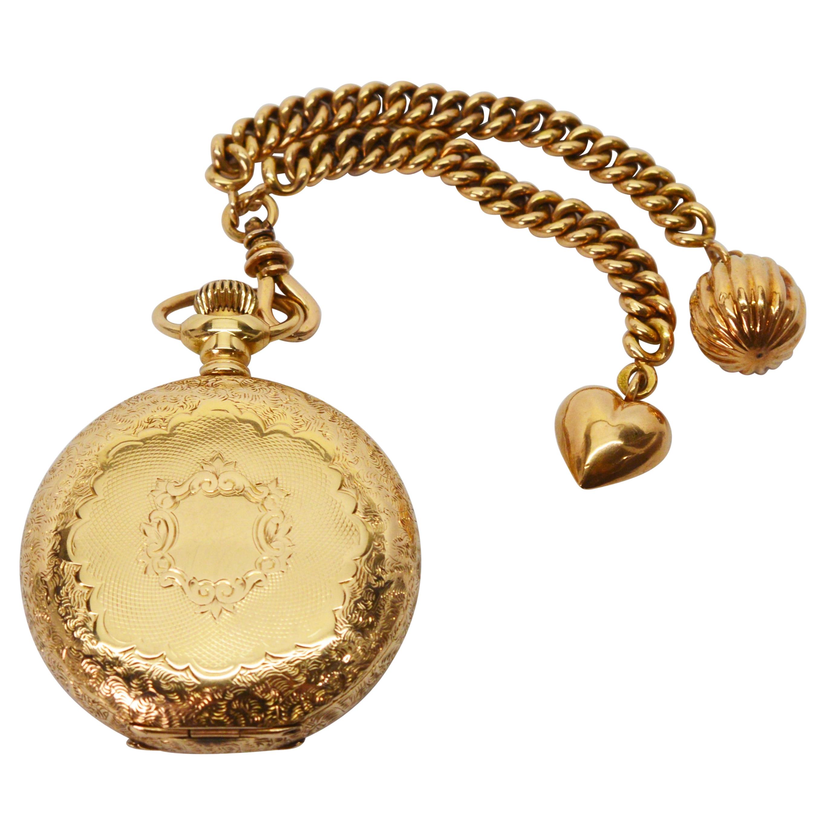 Waltham American Riverside Pocket Watch with Fob and Charms For Sale