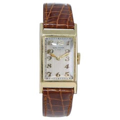 Waltham Art Deco 14kt Solid Yellow Gold Tank Gentleman's Watch, circa 1930's