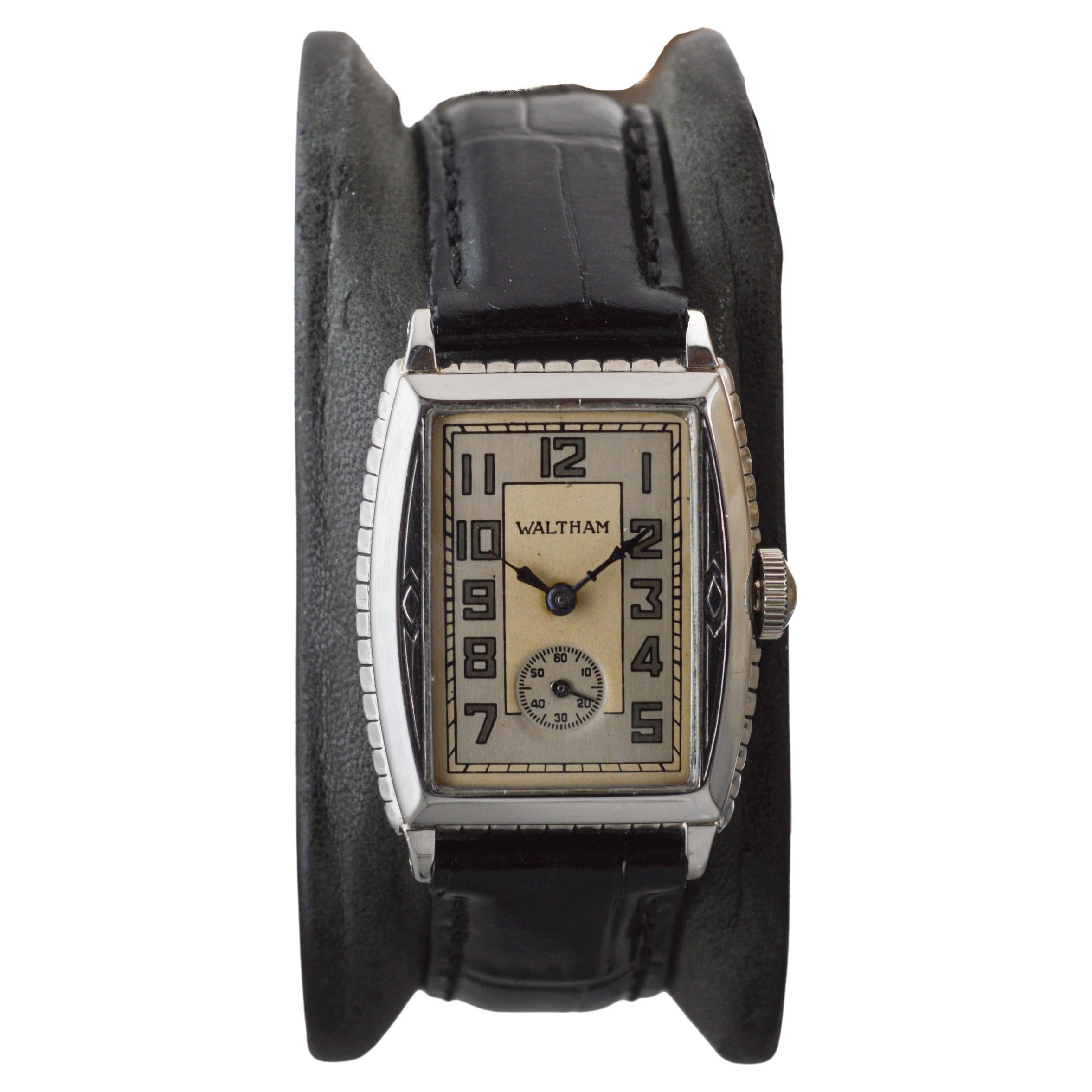 Women's or Men's Waltham Art Deco White Gold Filled Watch circa 1926 VAULT FIND...