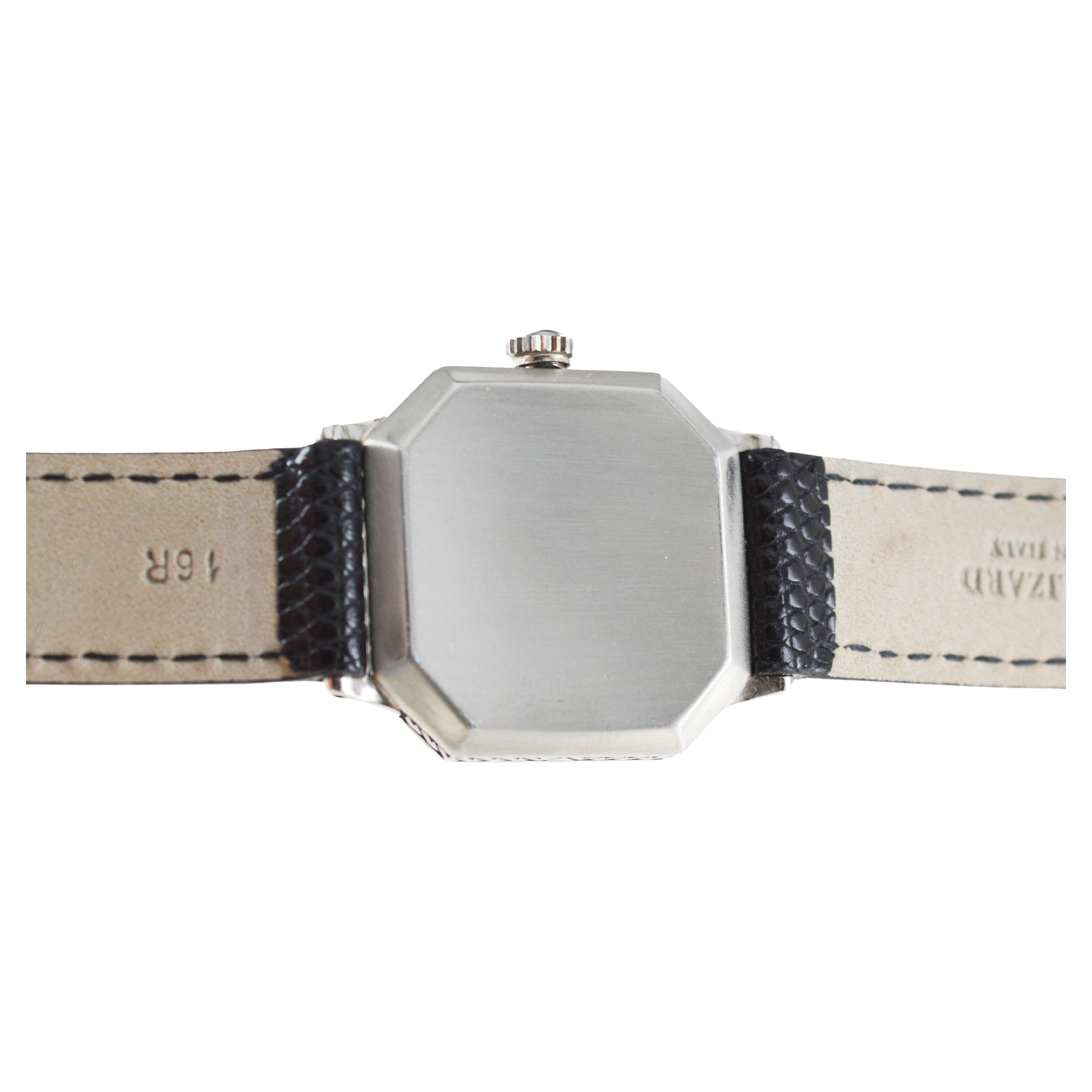 Waltham Art Deco White Gold Filled with Original Dial Original Strap and Buckle For Sale 14