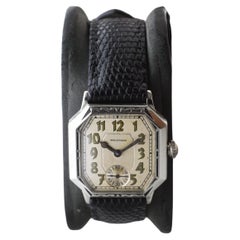 Waltham Art Deco Weißgold gefüllt mit Original Zifferblatt Original Riemen und Schnalle