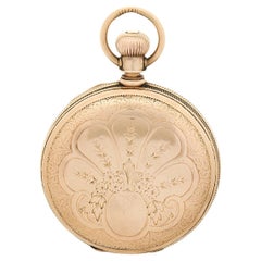 Antique Waltham A.W.W.Co. 13j 6s Lever Set Pocket Watch in Etched 14k Gold Hunter Case