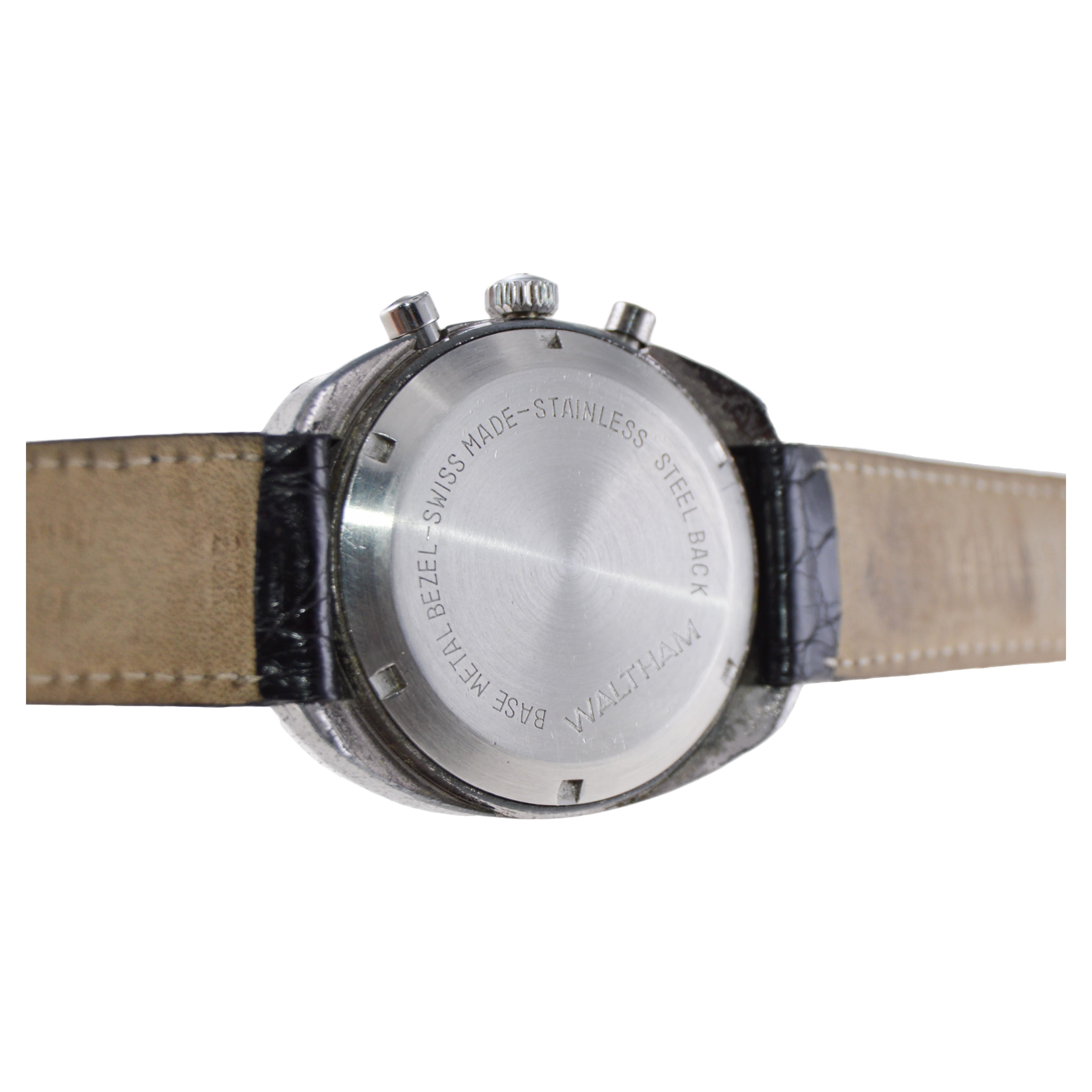 Reloj Manual Cronógrafo de Tres Registros Waltham Cromado Tonneau 6