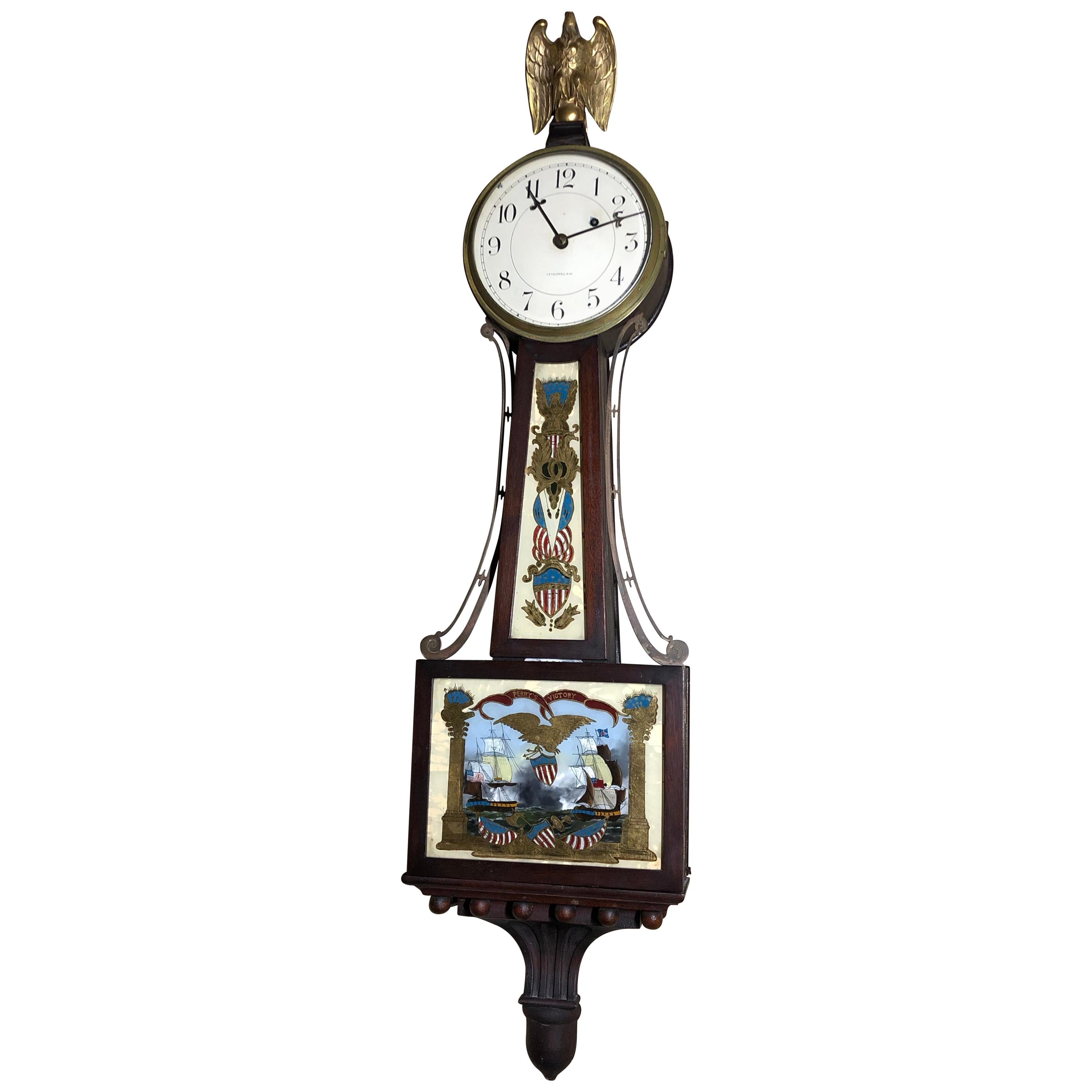 Waltham Clock Co. Waltham, MA. A banjo clock with Perry's Victory tablets
