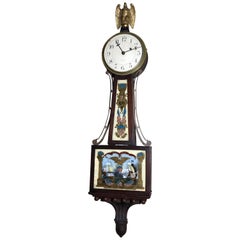 Antique Waltham Clock Co. Waltham, MA. A banjo clock with Perry's Victory tablets