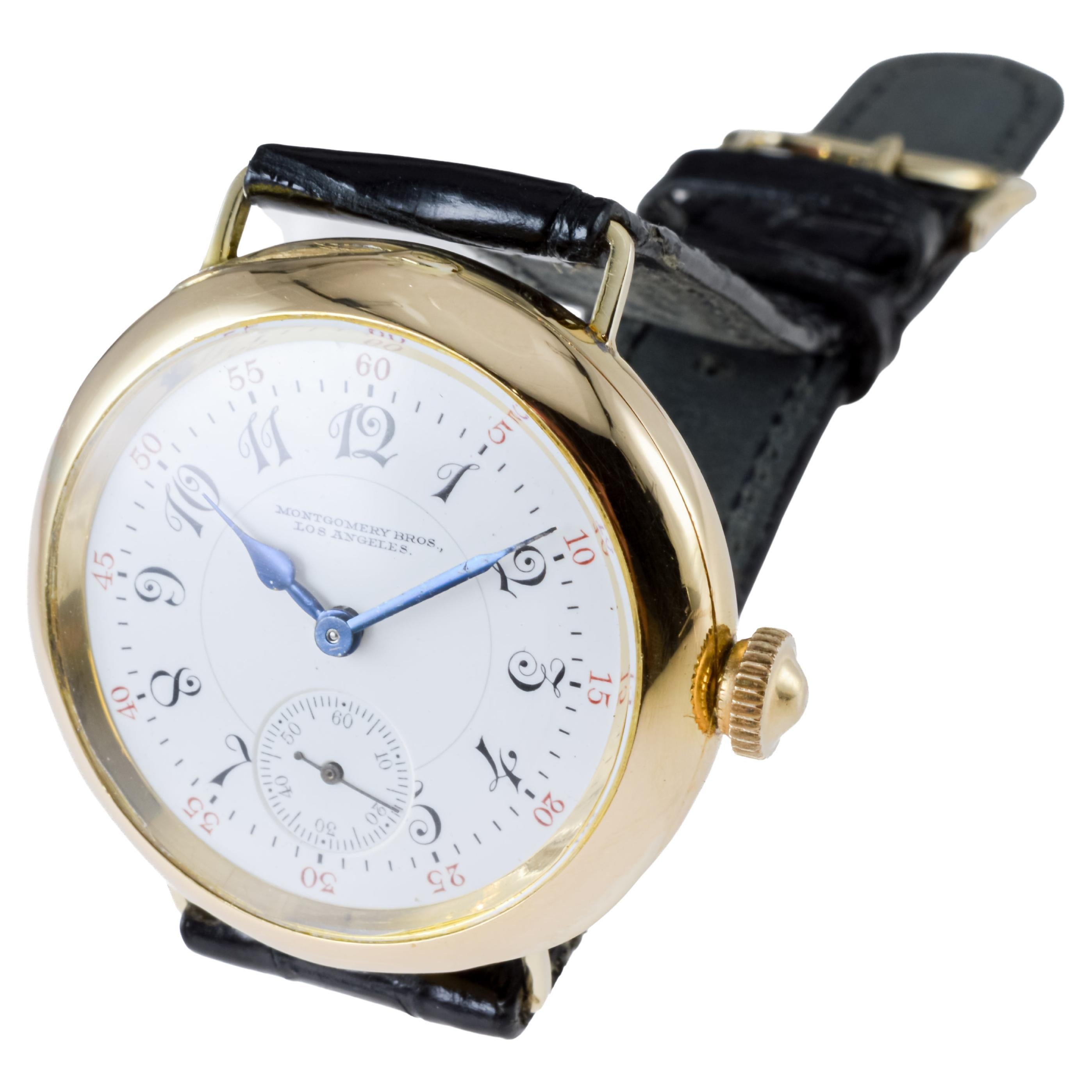 Waltham für Montgomery Brothers: 18 Karat massive Golduhr aus Gold mit makellosem Zifferblatt aus 1908 5