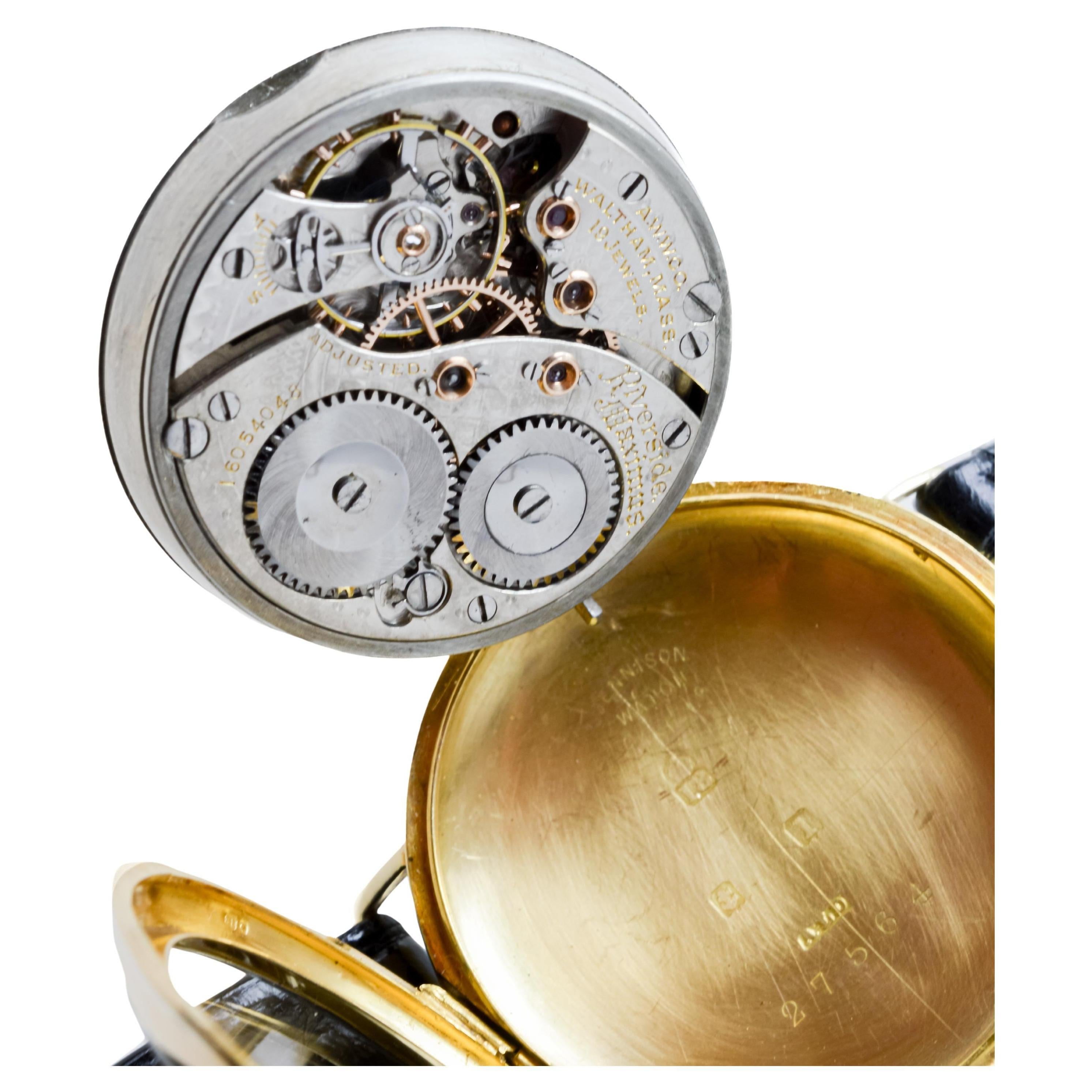 Waltham für Montgomery Brothers: 18 Karat massive Golduhr aus Gold mit makellosem Zifferblatt aus 1908 11