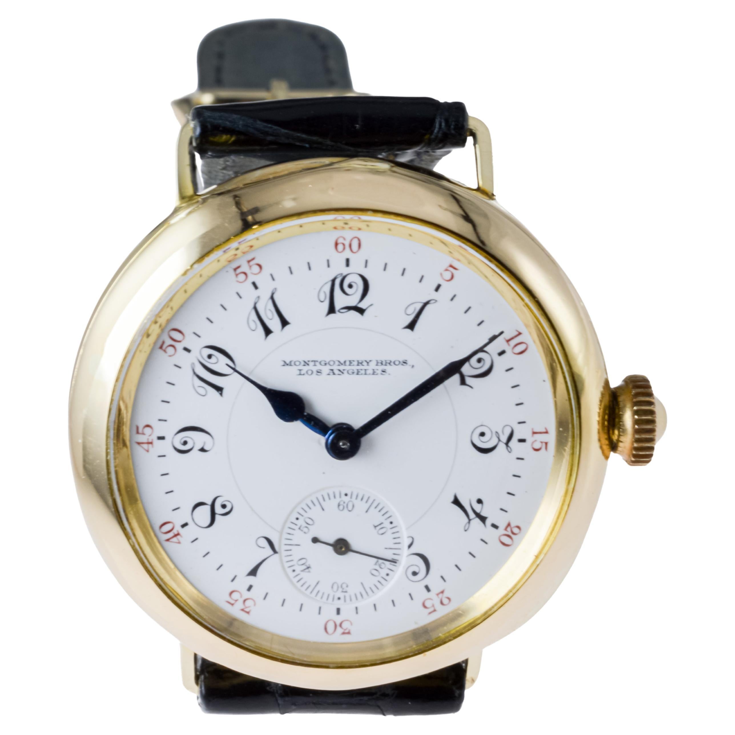 Waltham für Montgomery Brothers: 18 Karat massive Golduhr aus Gold mit makellosem Zifferblatt aus 1908 4