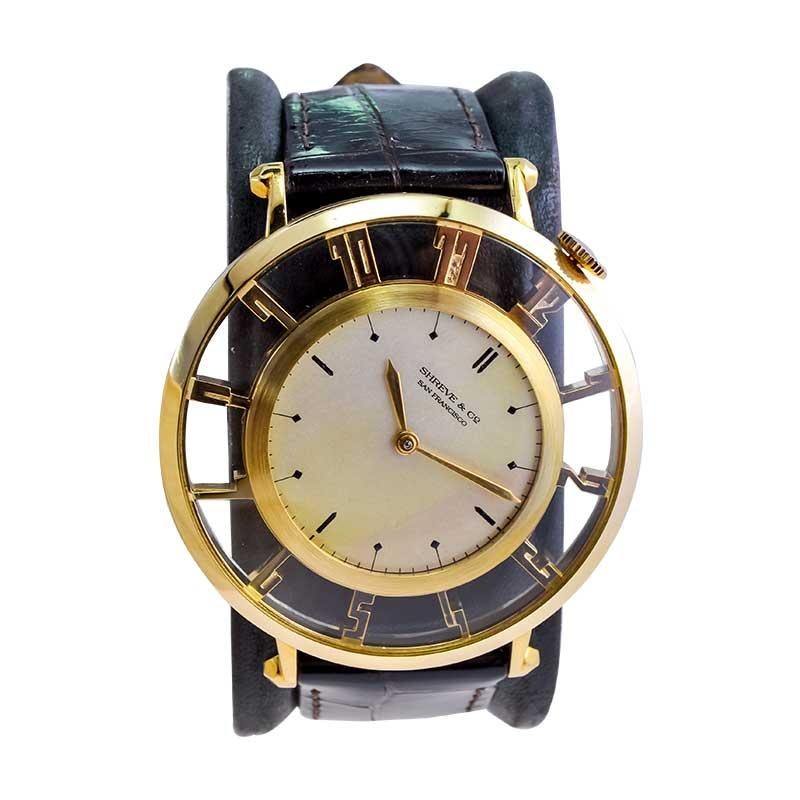 Waltham for Shreve & Co. Yellow Gold Art Deco Pocket Wristwatch from 1935 For Sale 4