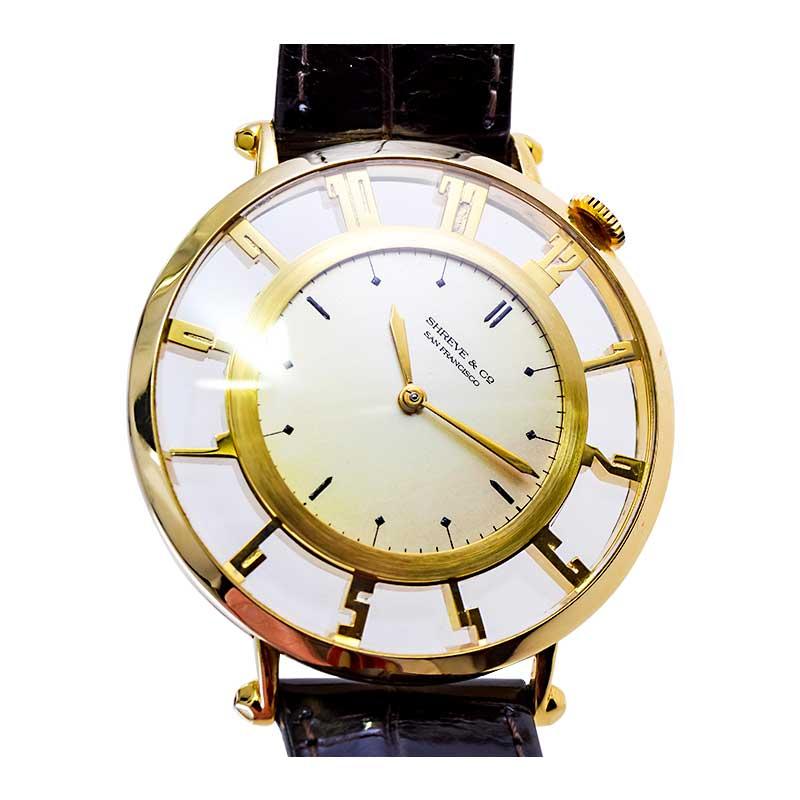 Waltham for Shreve & Co. Yellow Gold Art Deco Pocket Wristwatch from 1935 For Sale 8