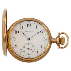 Waltham Full Hunter 14 Karat Yellow Gold Pocket Watch 15 Jewel Grade 220