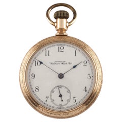 Waltham Gold geflochtene antike Taschenuhr mit offenem Zifferblatt, Größe 14S