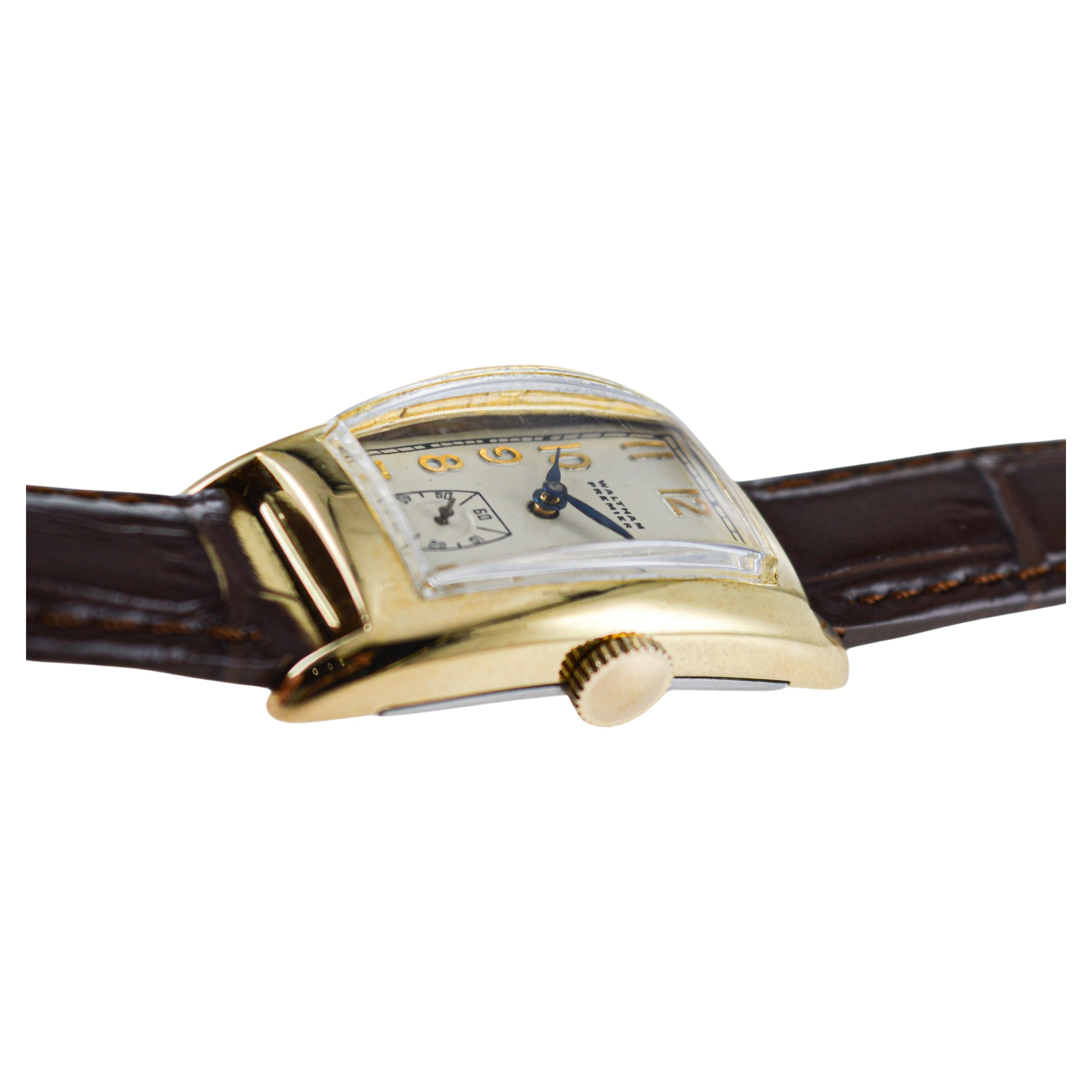 Waltham Goldgefüllte Art-Déco-Uhr in Tonneau-Form mit originalem Zifferblatt  im Angebot 5