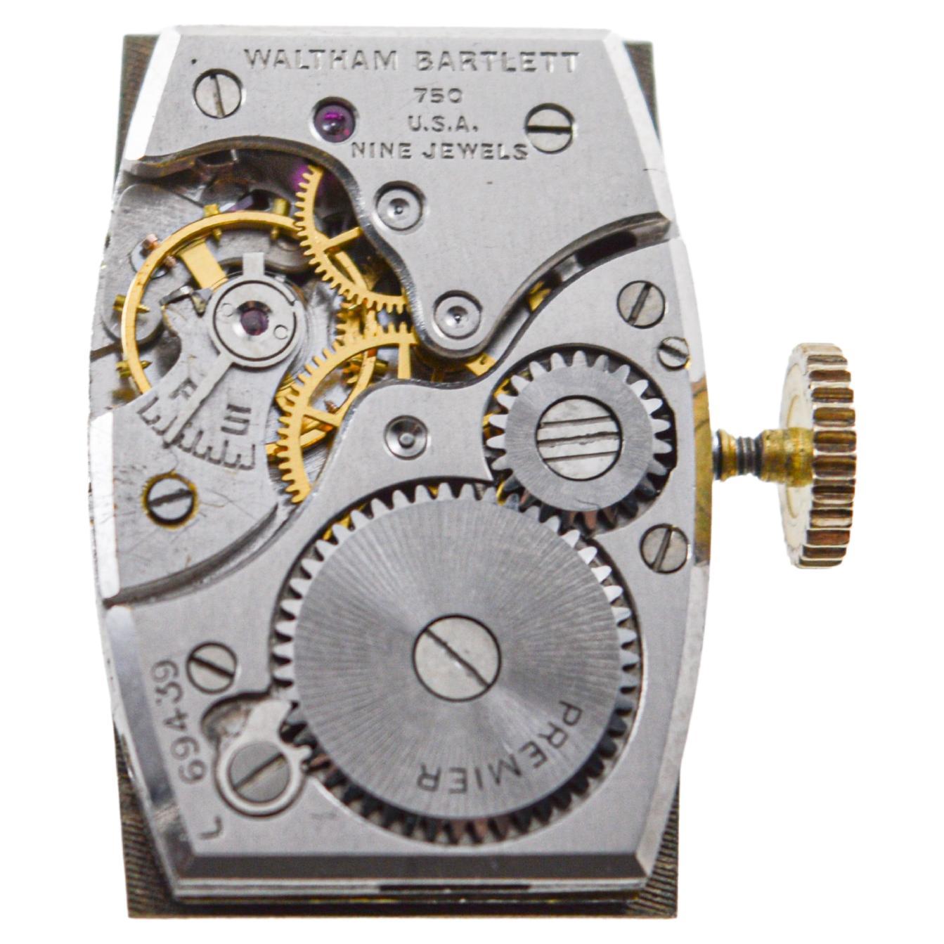 Waltham Goldgefüllte Art-Déco-Uhr in Tonneau-Form mit originalem Zifferblatt  im Angebot 8