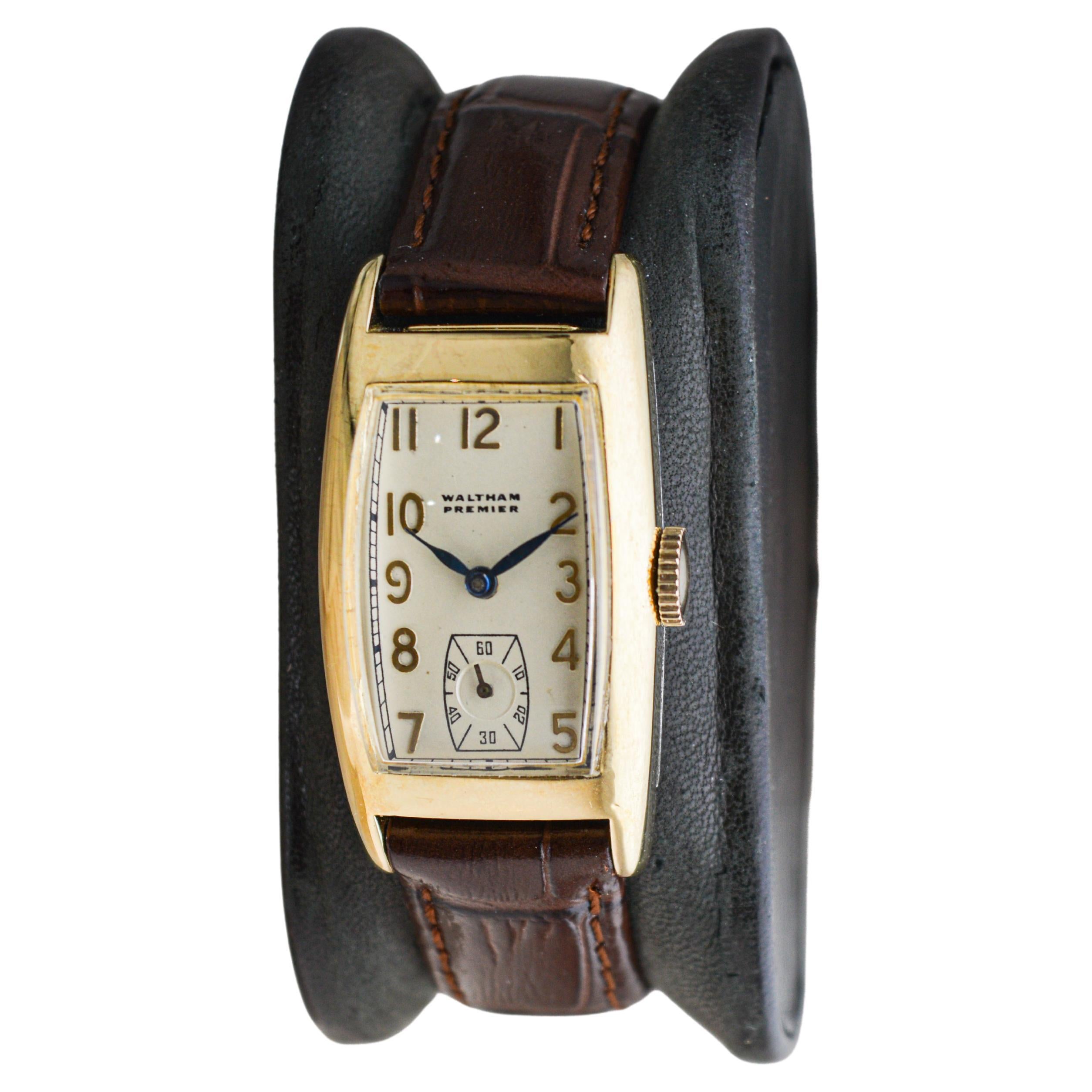 Women's or Men's Waltham Gold Filled Art Deco Tonneau Shaped Watch with original Dial  For Sale