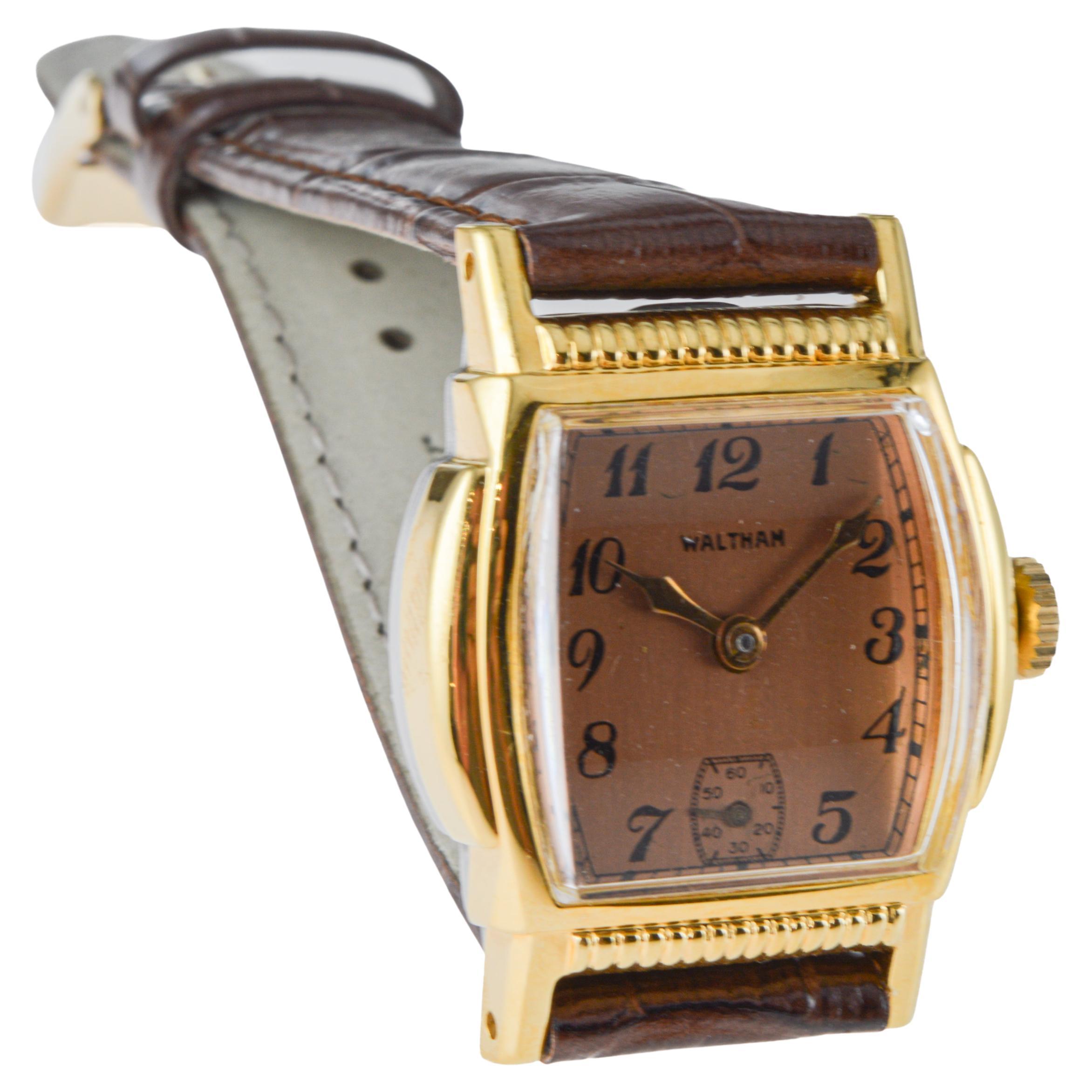 Waltham Gold Filled Art Deco Tortue Shaped Watch circa 1934 6