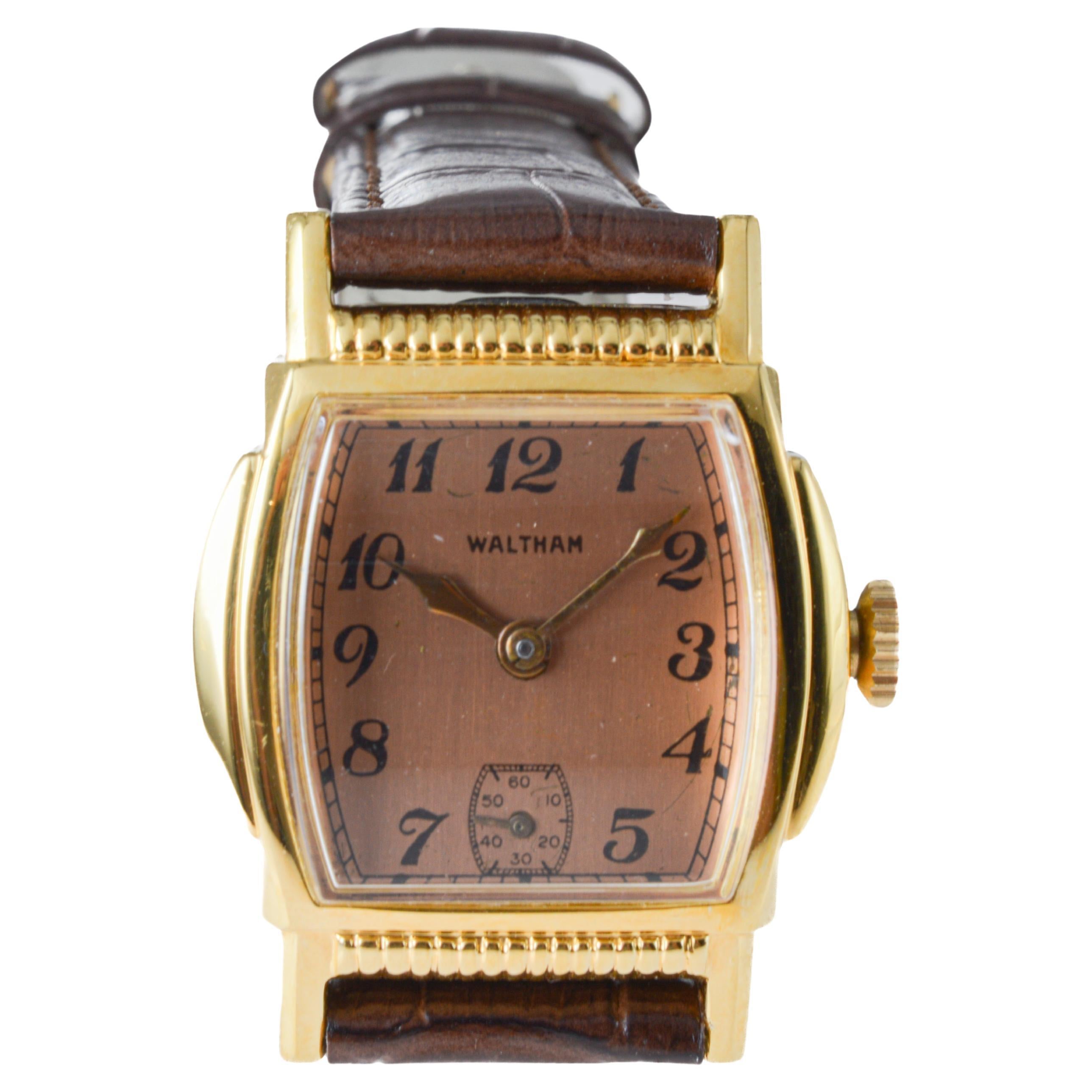 Waltham Gold Filled Art Deco Tortue Shaped Watch circa 1934 7