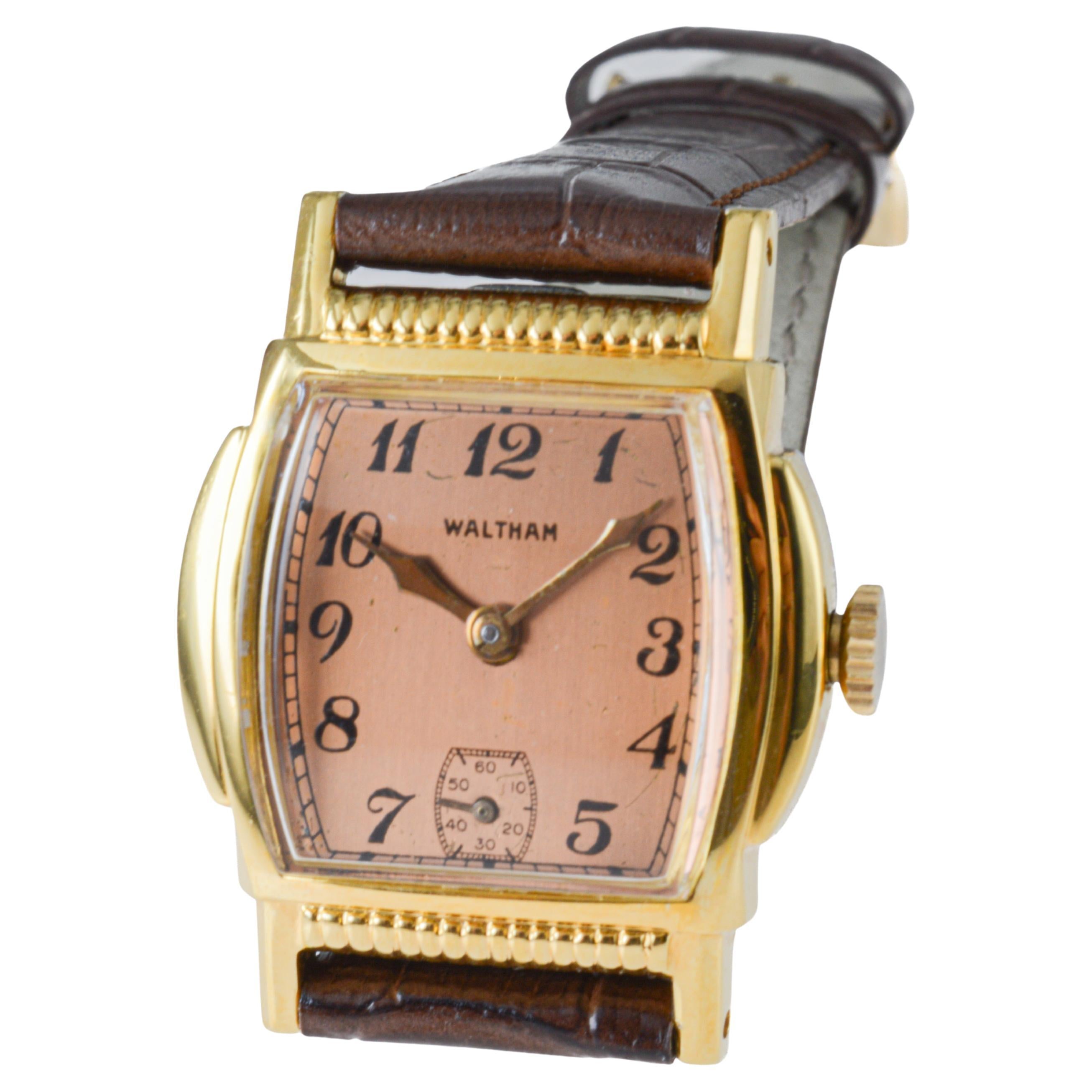 Waltham Gold Filled Art Deco Tortue Shaped Watch circa 1934 8