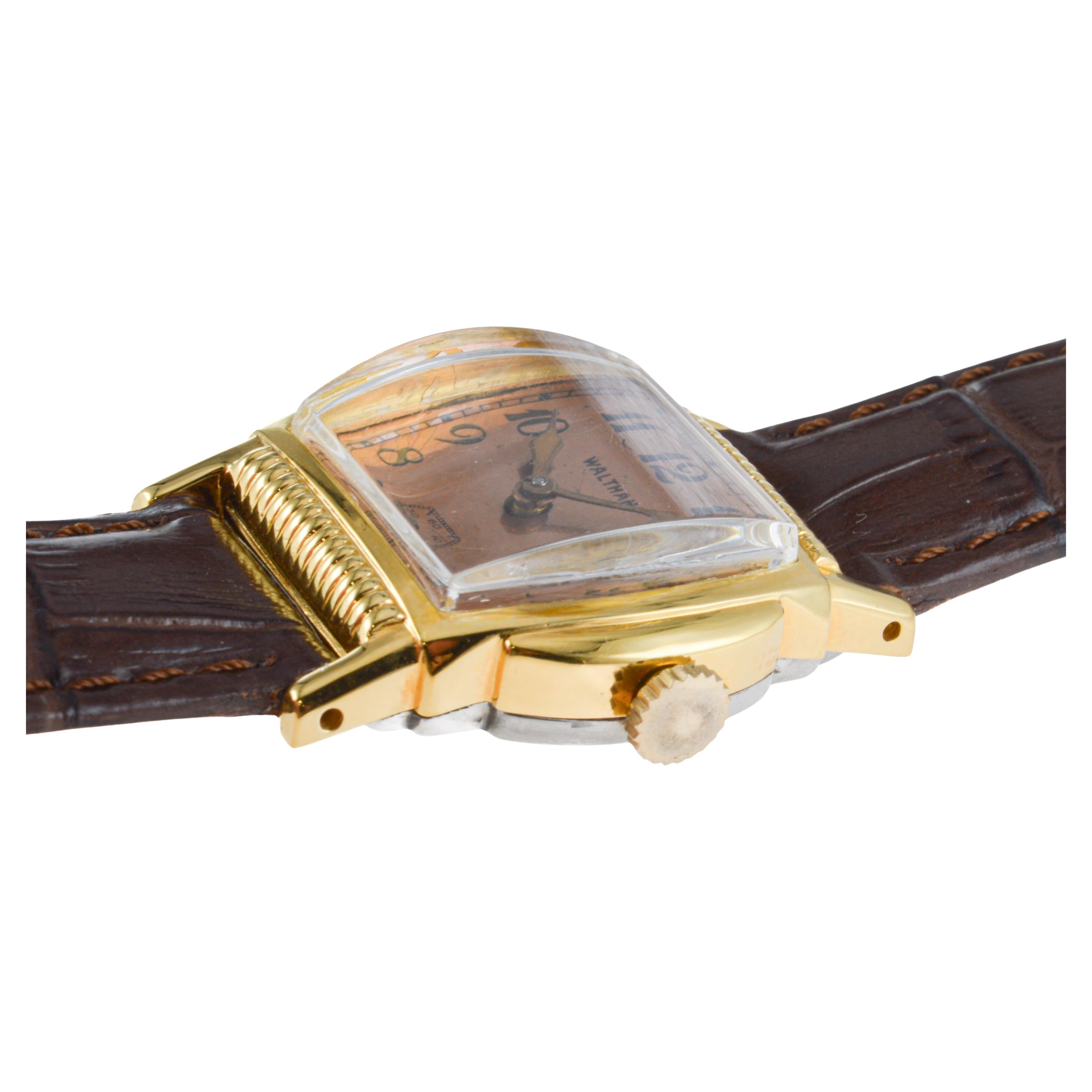 Waltham Gold Filled Art Deco Tortue Shaped Watch circa 1934 9