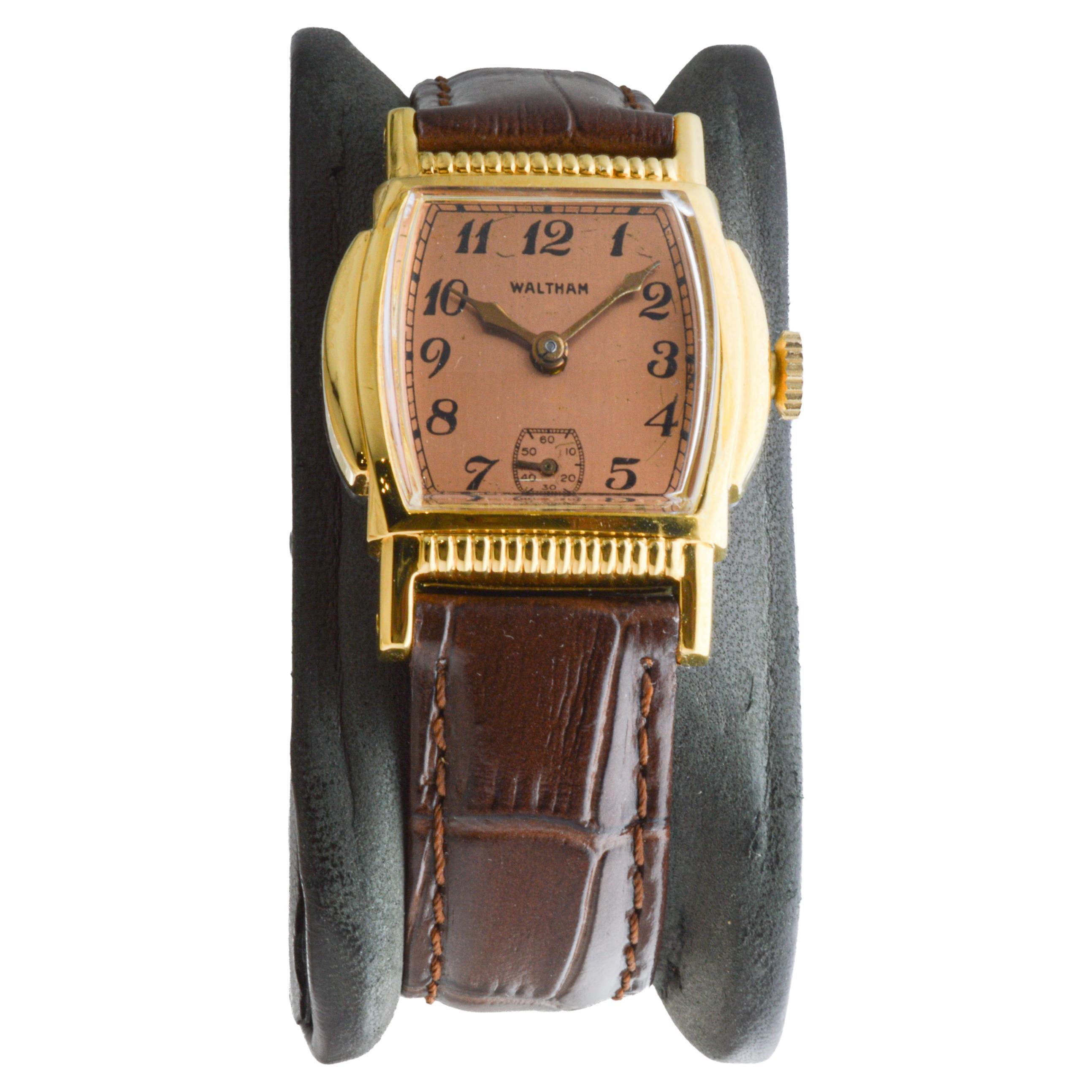 Women's or Men's Waltham Gold Filled Art Deco Tortue Shaped Watch circa 1934