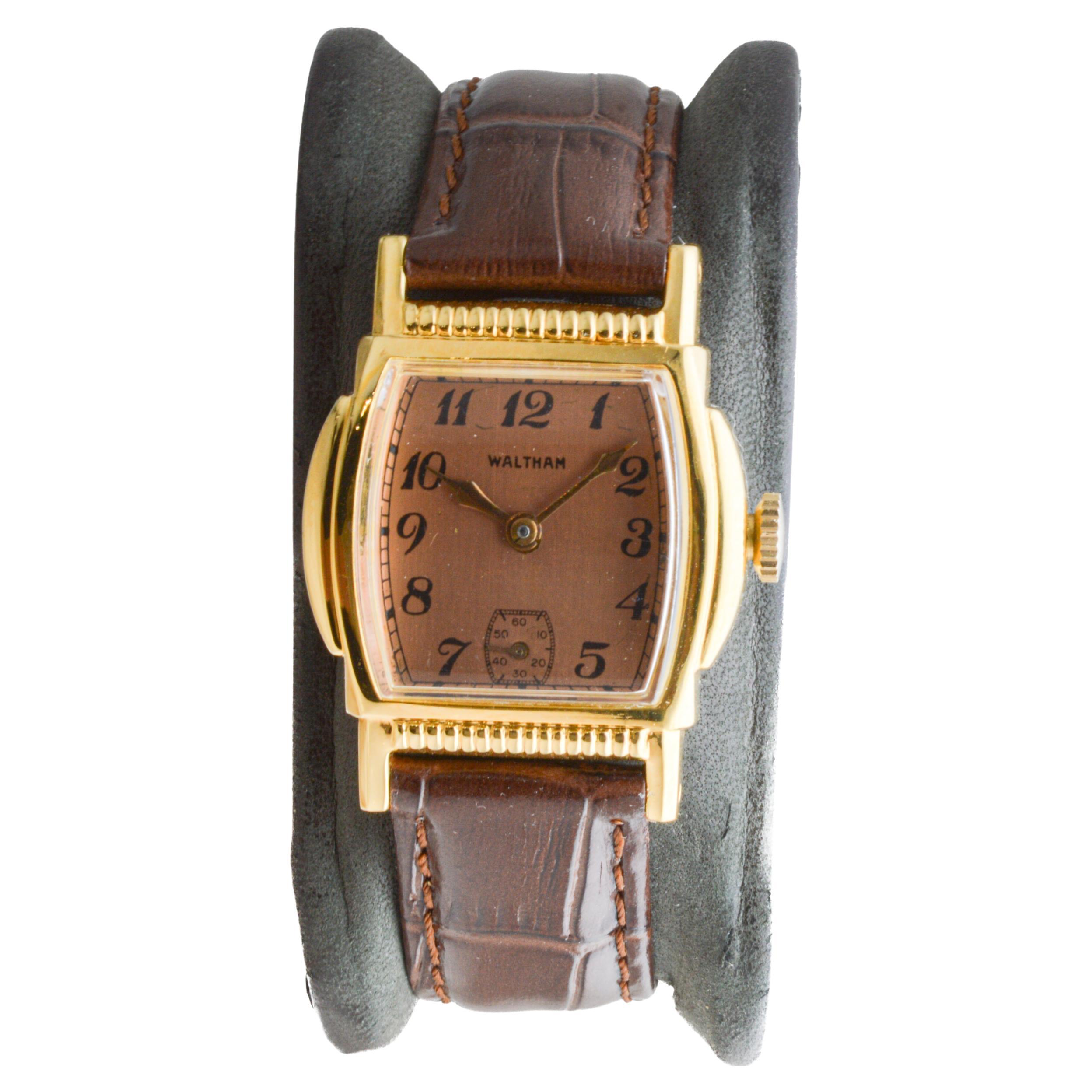 Waltham Gold Filled Art Deco Tortue Shaped Watch circa 1934 1