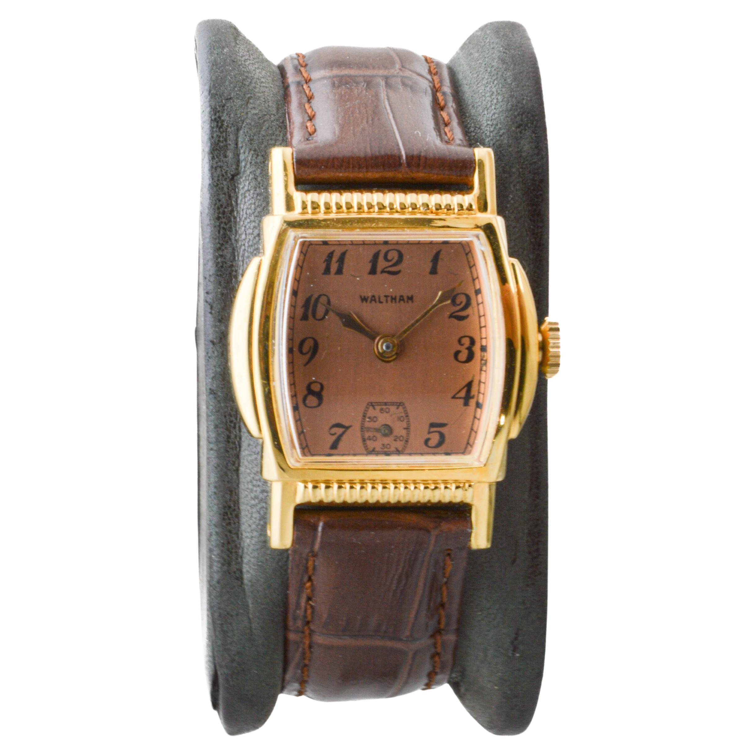 Waltham Gold Filled Art Deco Tortue Shaped Watch circa 1934 2