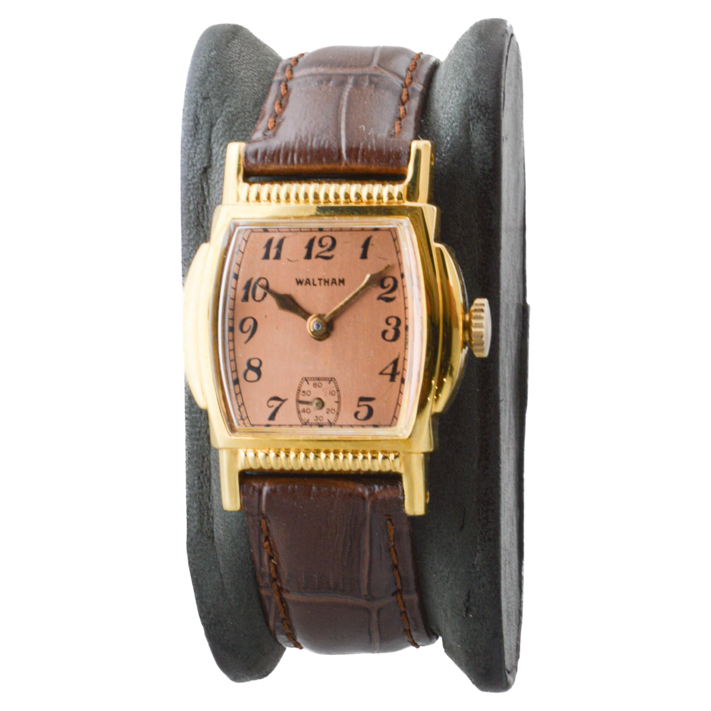 Waltham Gold Filled Art Deco Tortue Shaped Watch circa 1934 3