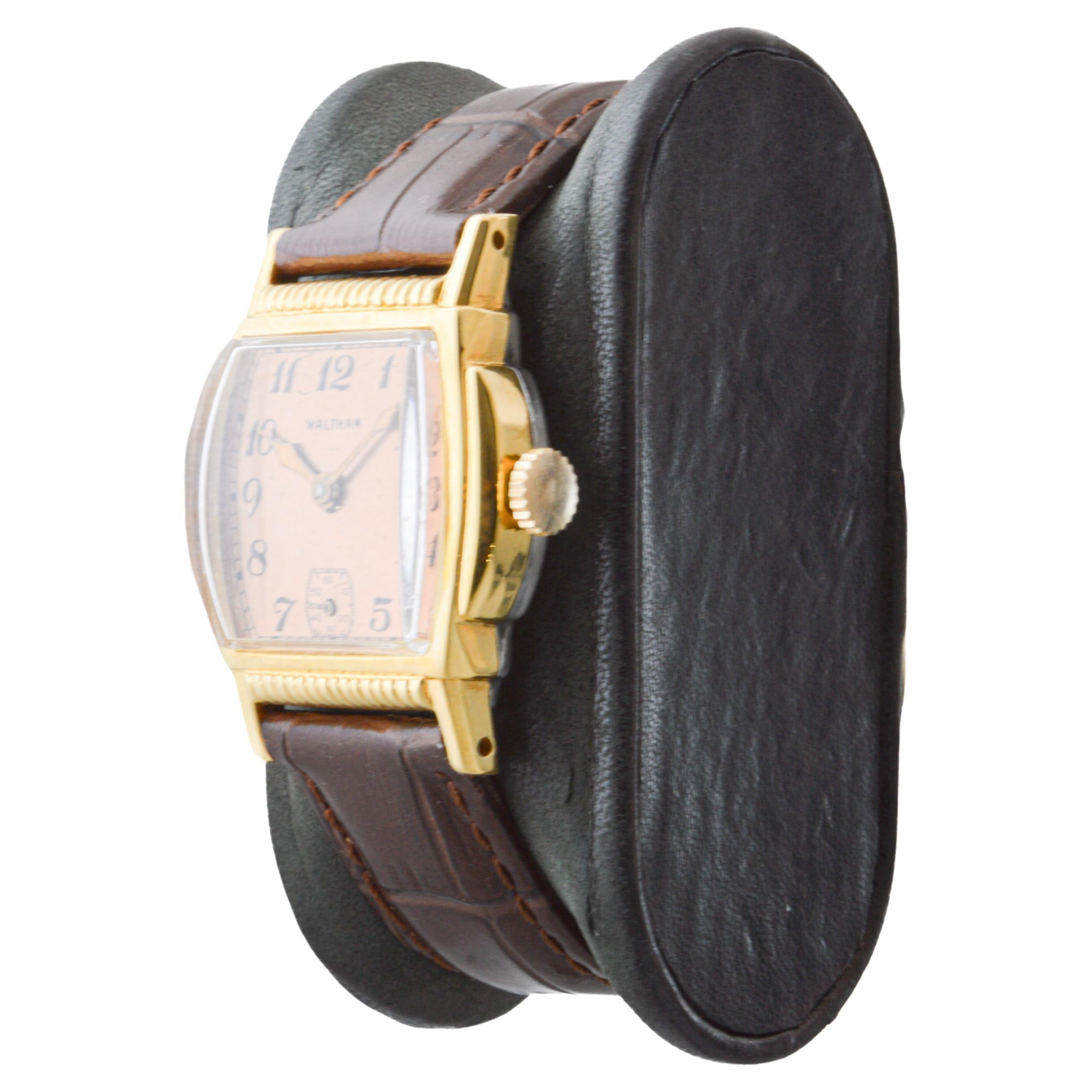 Waltham Gold Filled Art Deco Tortue Shaped Watch circa 1934 4